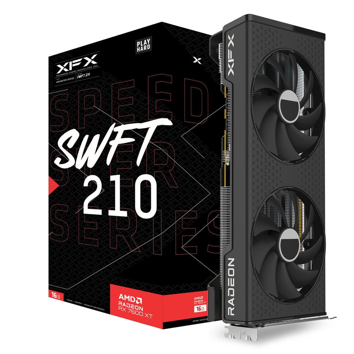 Xfx Speedster Swft210 Radeon Rx 7600Xt Core Gaming Graphics Card With 16Gb Gddr6 Hdmi 3Xdp, Amd Rdna 3 Rx-76Tswftfp