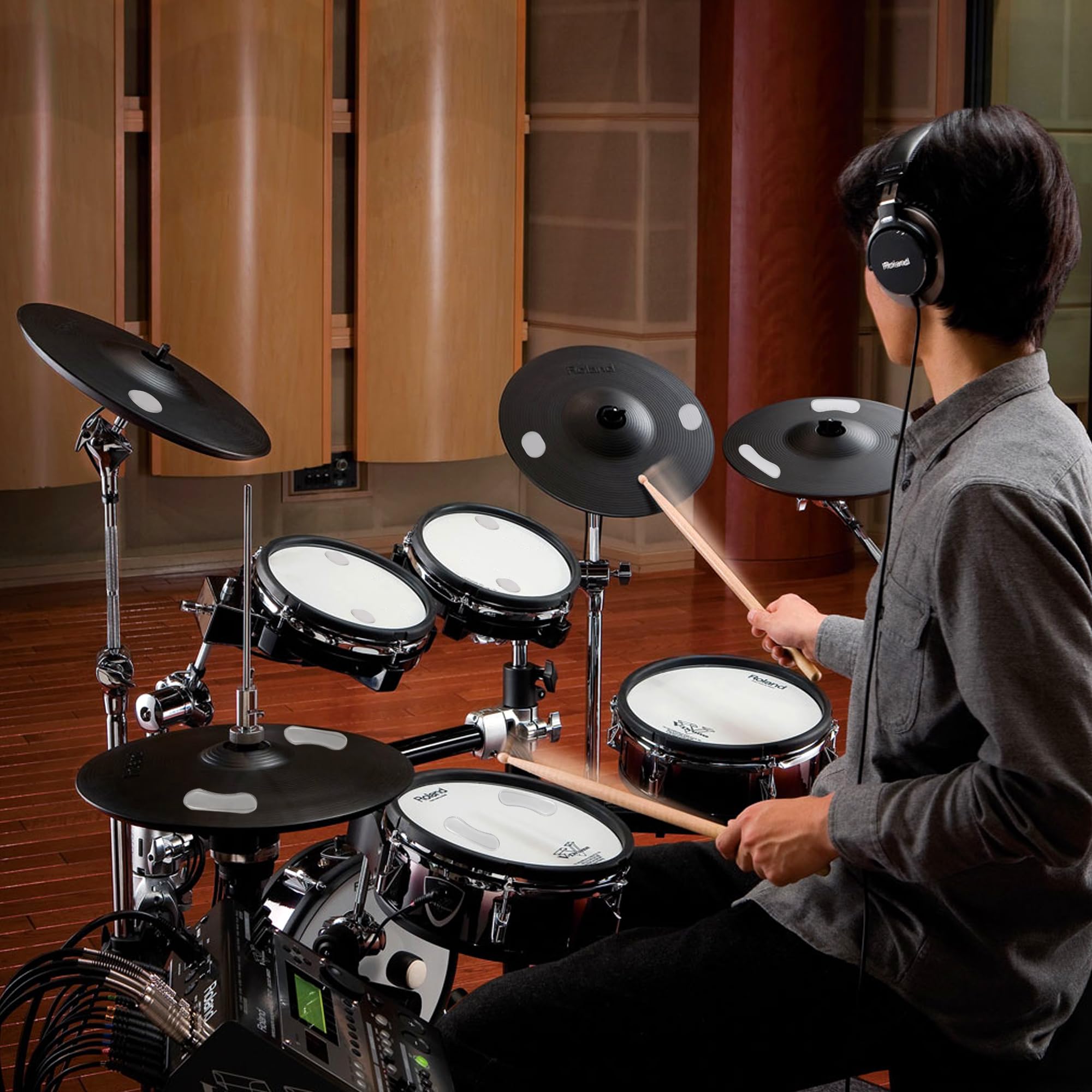 Drum Damper Gel Pads, 24Pcs Round And 2Pcs Transparent Silicone Drum Mufflers Strong Adhesive Drum Mute Pads Soft Drum Dampening