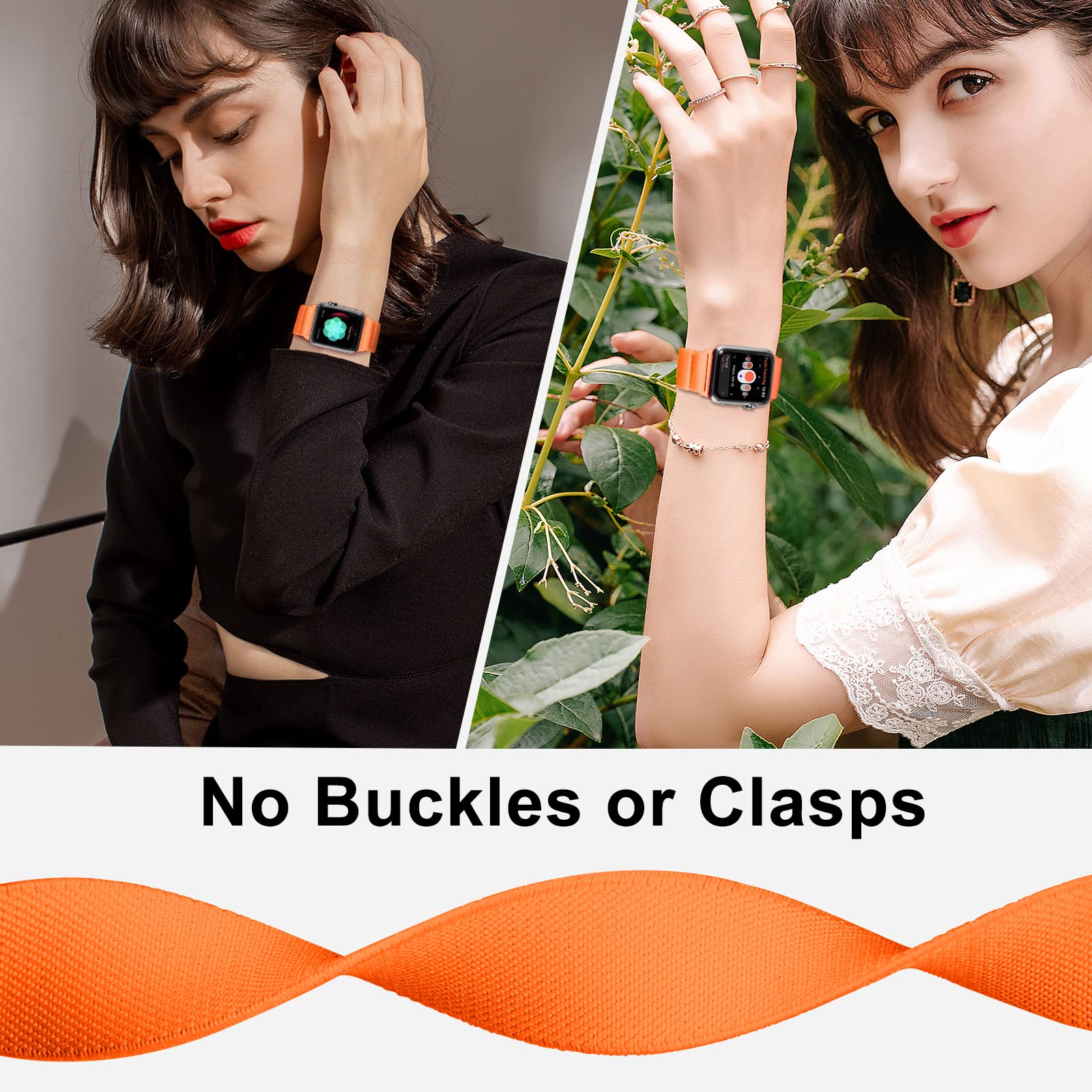 Enjiner Stretchy Nylon Solo Loop Bands Compatible With Apple Watch 38Mm 40Mm 41Mm 42Mm 44Mm 45Mm 46Mm 49Mm Ultra 2 Iwatch Series