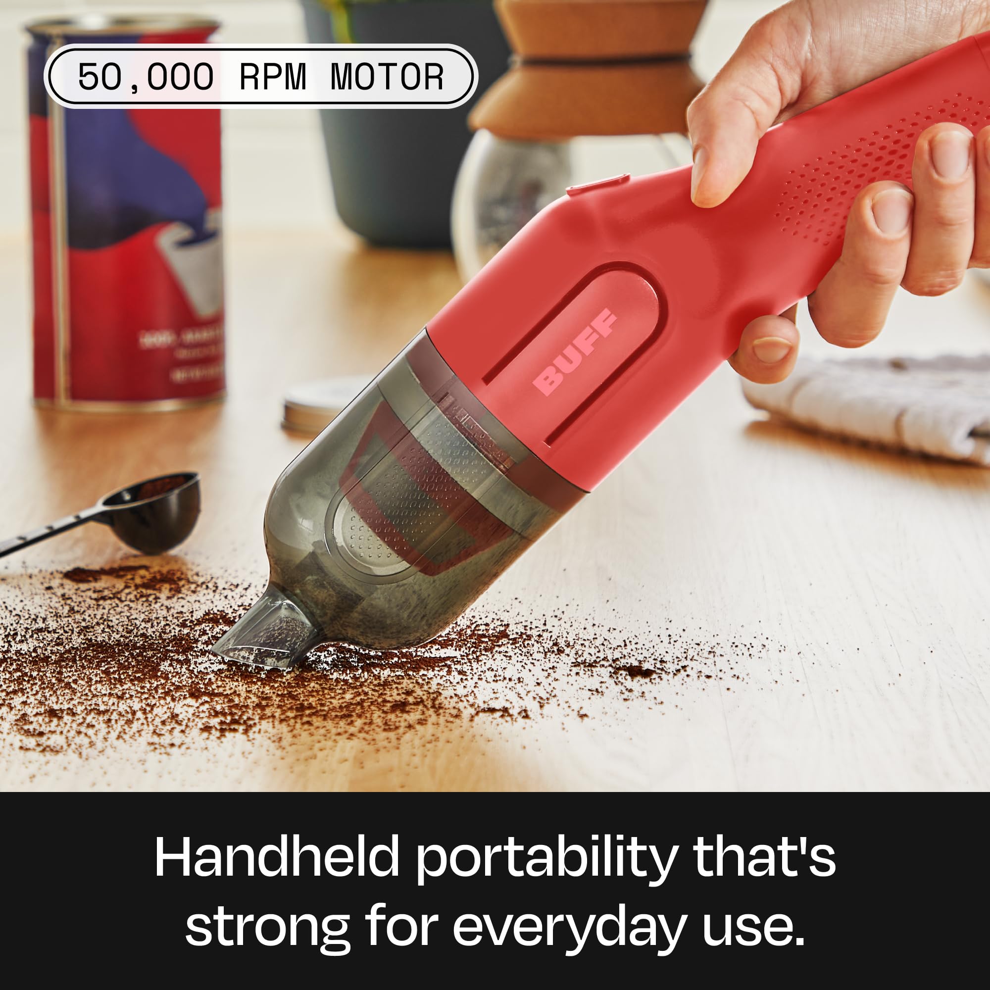 Buff Cordless Handheld Vacuum, Rechargeable Car Vacuum Cleaner With Combo Crevice And Brush Tool Included, For Home, Office, Car