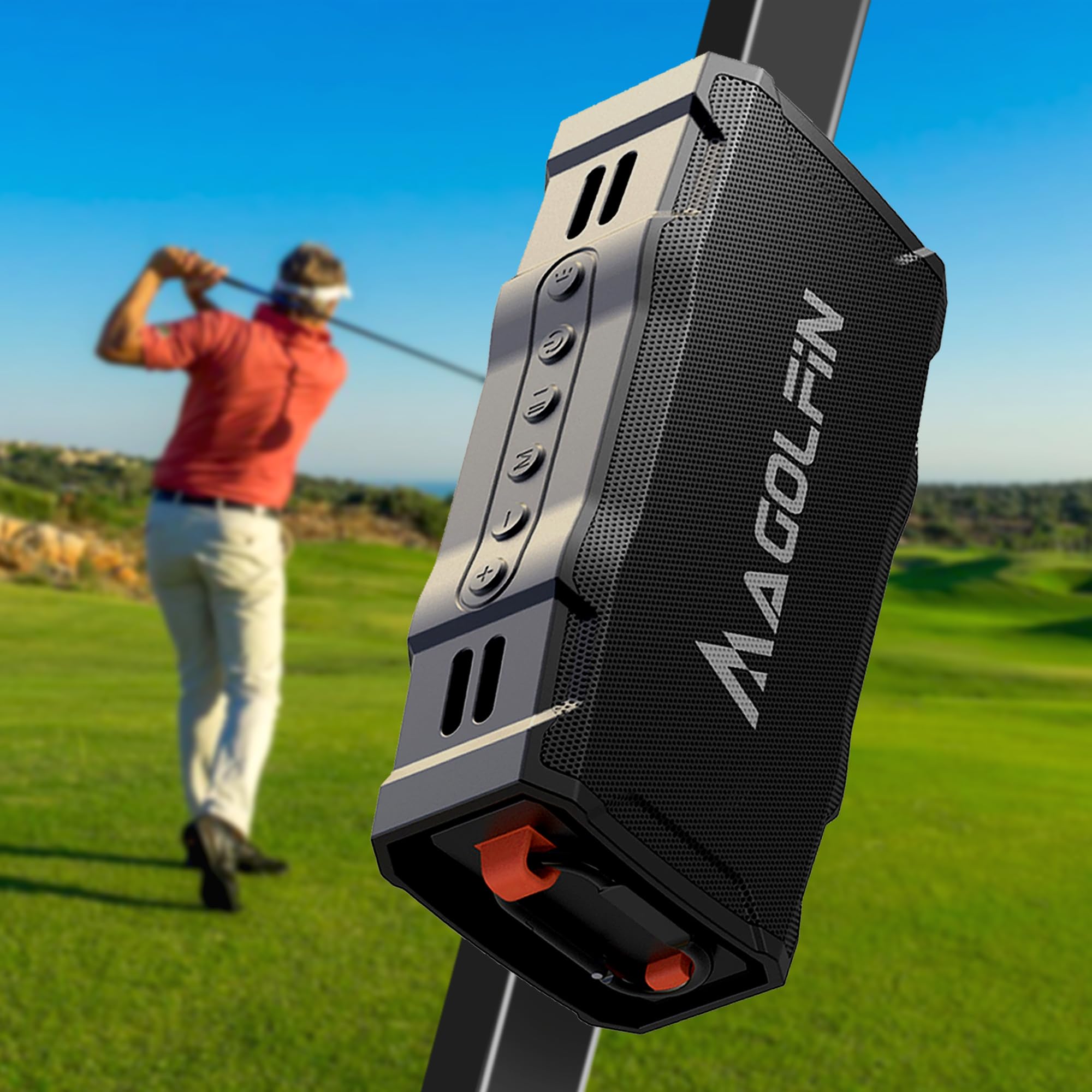 Magolfin Golf Cart Speaker, 36H Playtime Magnetic Bluetooth Speaker For Golf Cart, 30W Loud Stereo Sound Ipx7 Golf Speaker With