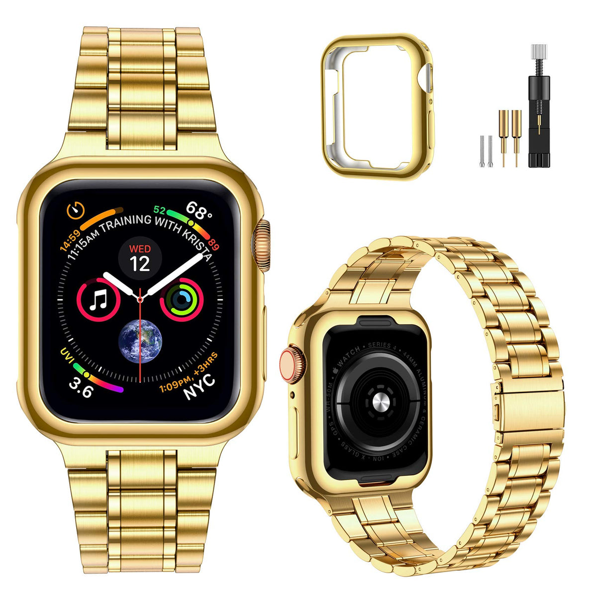 Miohhr Solid Stainless Steel Band Compatible With Apple Watch 38Mm 40Mm, Metal Strap For Iwatch Series 6 5 4 3 2 1 Se Women And