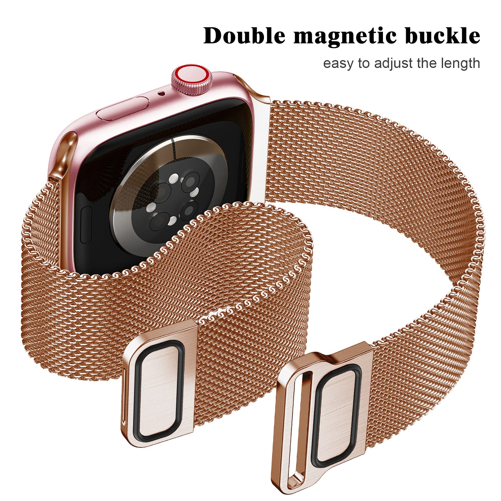 Geoumy Metal Magnetic Bands Compatible For Apple Watch 38Mm With Case, Stainless Steel Milanese Mesh Loop Replacement Strap Comp