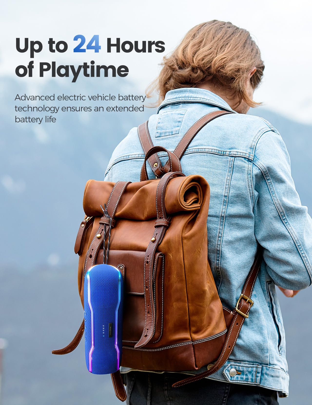 Erkeisehn Bluetooth Speaker, Ipx7 Waterproof Wireless Speakers, Flashing Light, 25W Super Bass, 24H Playtime, Stocking Stuffers