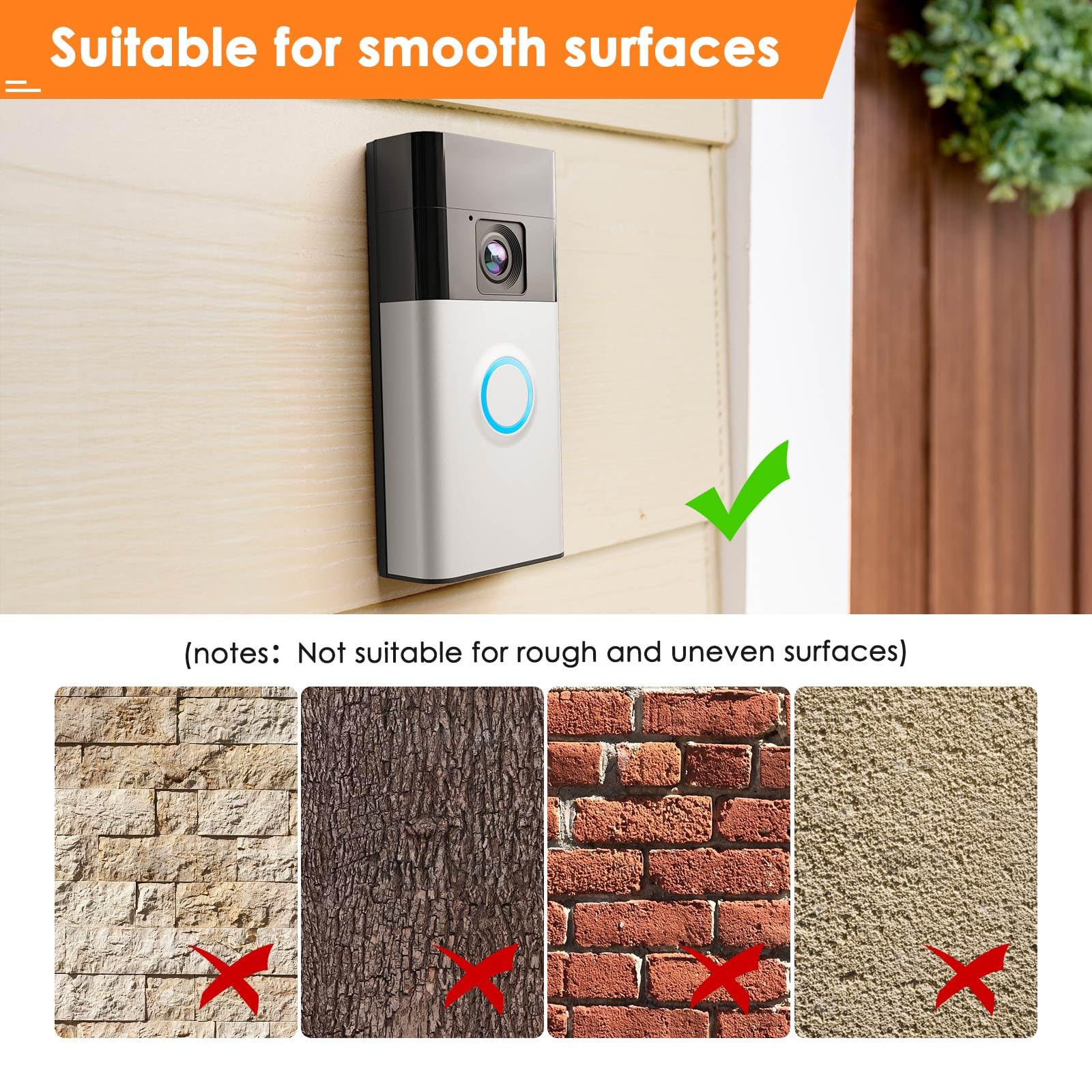 Locka Adhesive Video Doorbell Mount For Ring Battery Doorbell (2024 Release), No Drilling Camera Door Mounting Holder Bracket Ac