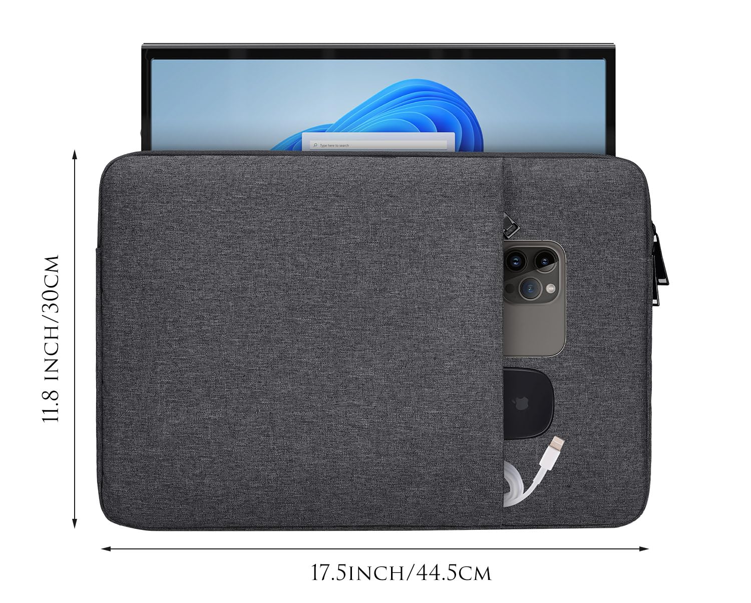 18.5 Inch Portable Monitor Case For Innoview Uperfect Arzopa Most Large 18/18.5 Inch Portable Monitor Pouch Sleeve Bag With Pock