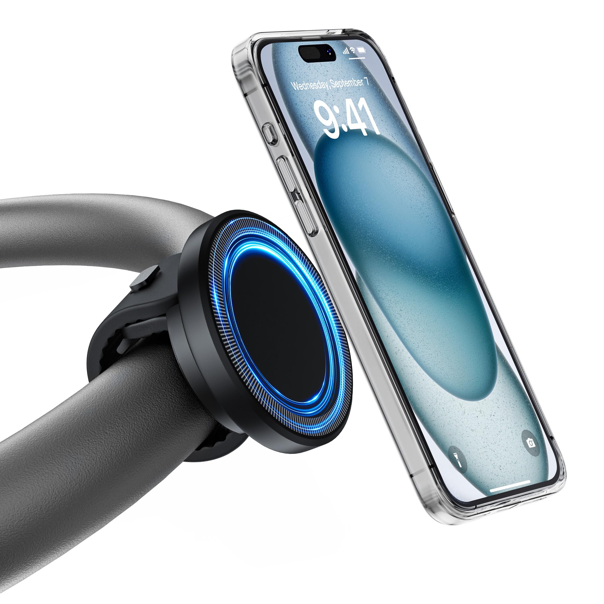 Ninefatics Gym Fitness Phone Mount For Mag-Safe, Magnetic Bike & Treadmill Holder With 17 X N52 Strong Magnets, Adjustable Silic