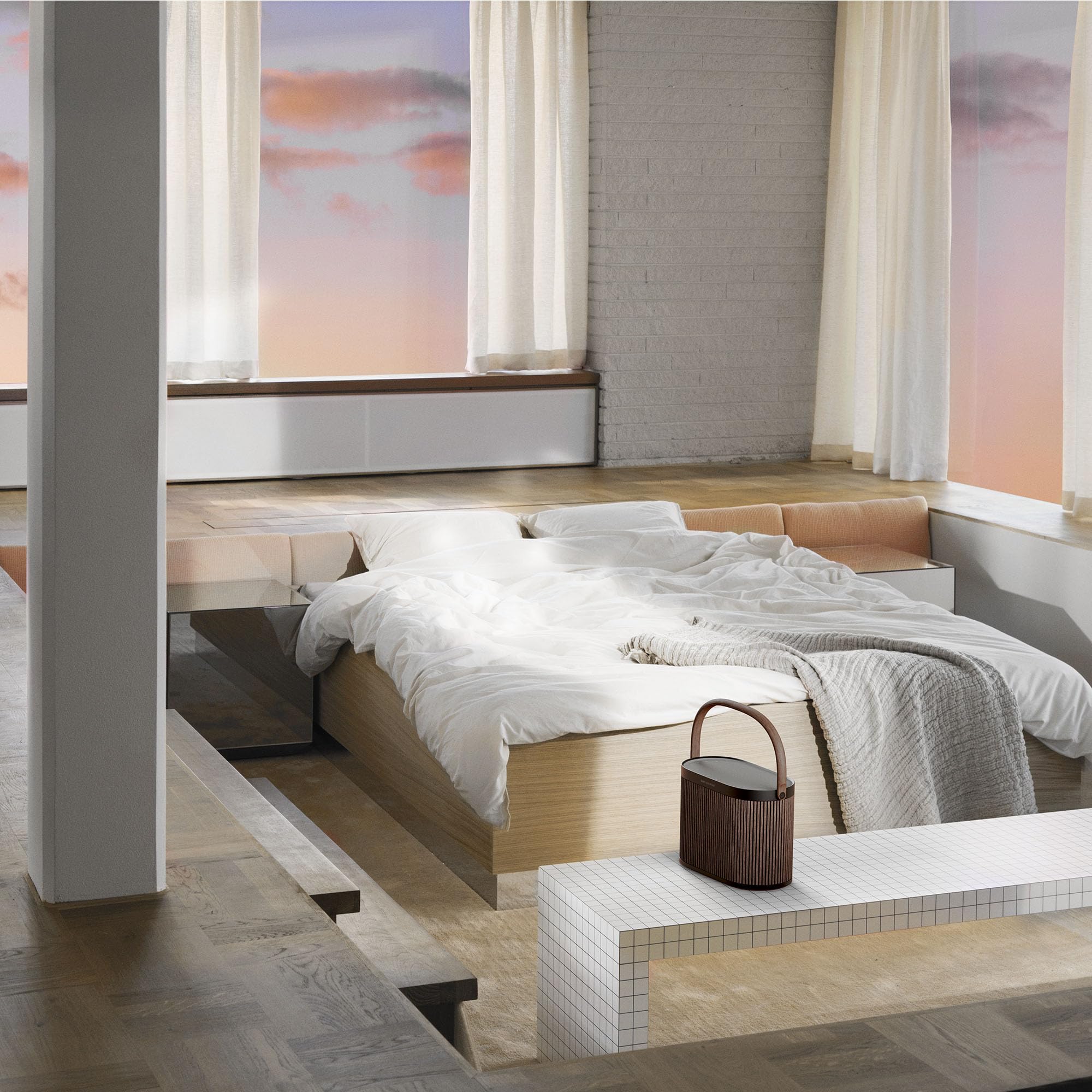 Bang & Olufsen Beosound A5   Portable Bluetooth Speaker With Wi Fi Connection, Carry Strap, Dark Oak