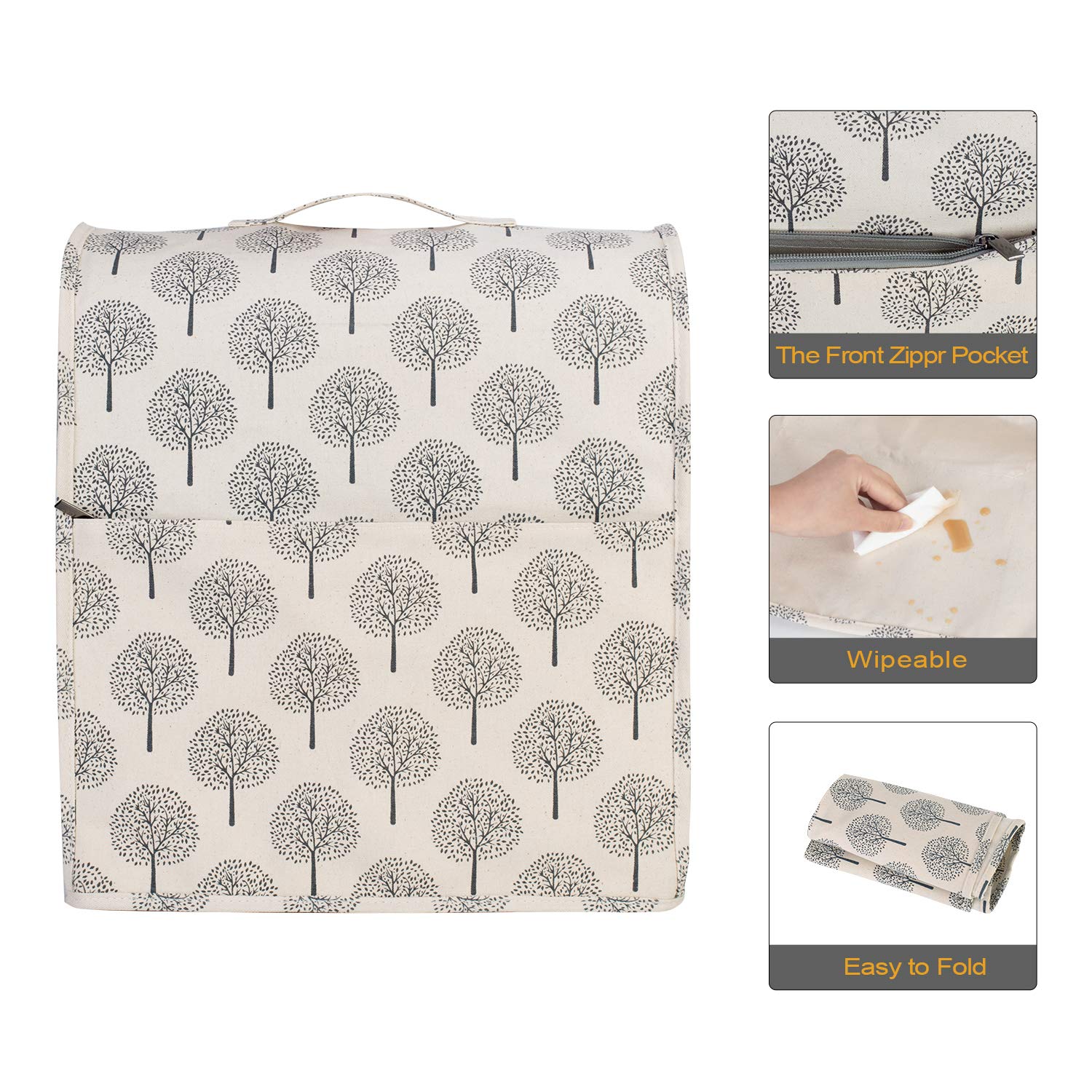 Yarwo Dust Cover For 6 8 Qt Stand Mixer, Protective Stand Mixer Cover With Top Handle And Pockets For Extra Accessories, Tree