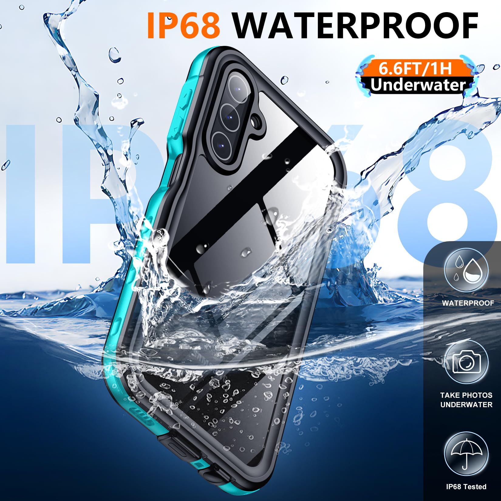 Spidercase For Samsung Galaxy A14 5G Case Waterproof,Full Heavy Duty Protection,Built In Screen & Camera Protector,Military Shoc