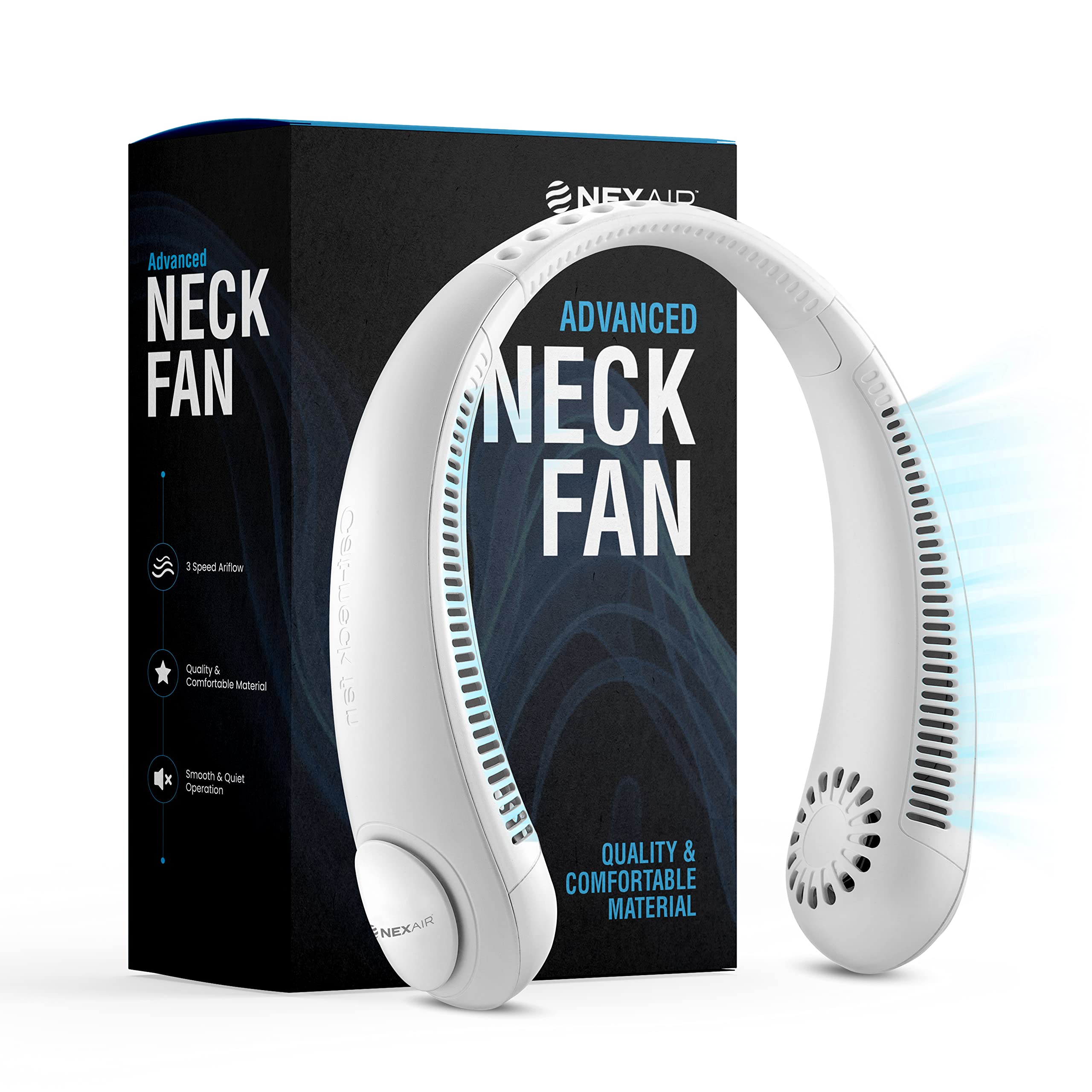 Nexair Portable Neck Fan  3 Speed Rechargeable Bladeless Neck Cooler, Quality Comfortable Lightweight, Personal Neck Fan For Wom