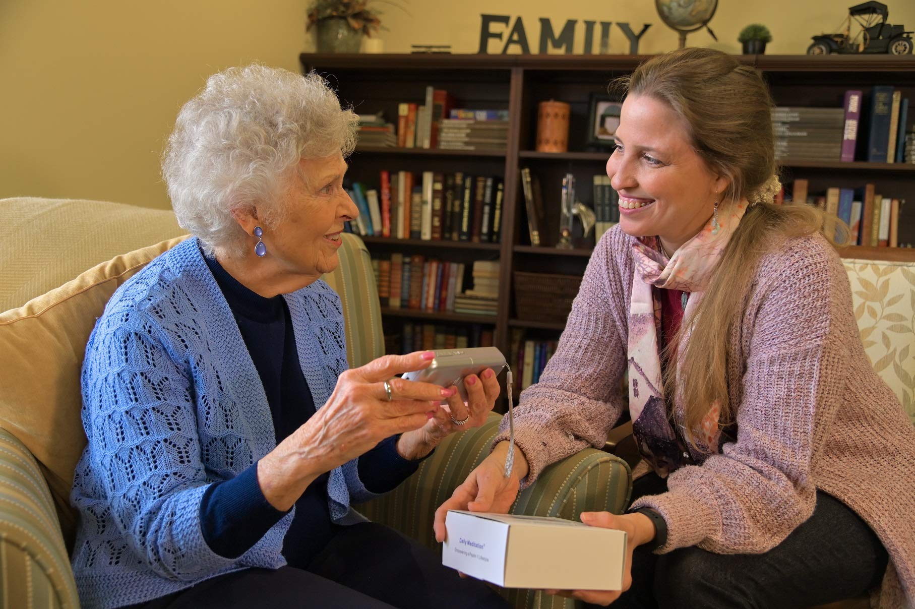 Daily Meditation ESV Dramatized Audio Bible Player - Portable Talking Bible with Charger & Earphones, English Standard Version, White