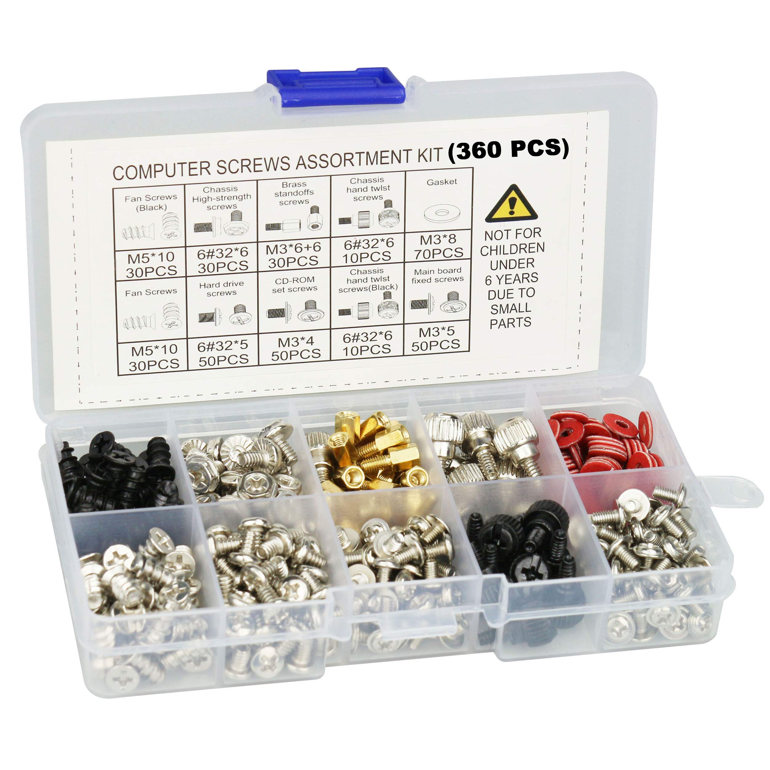 Computer Screws Standoffs Assortment Kit For Hard Drive Computer Case Motherboard Fan Power Graphics