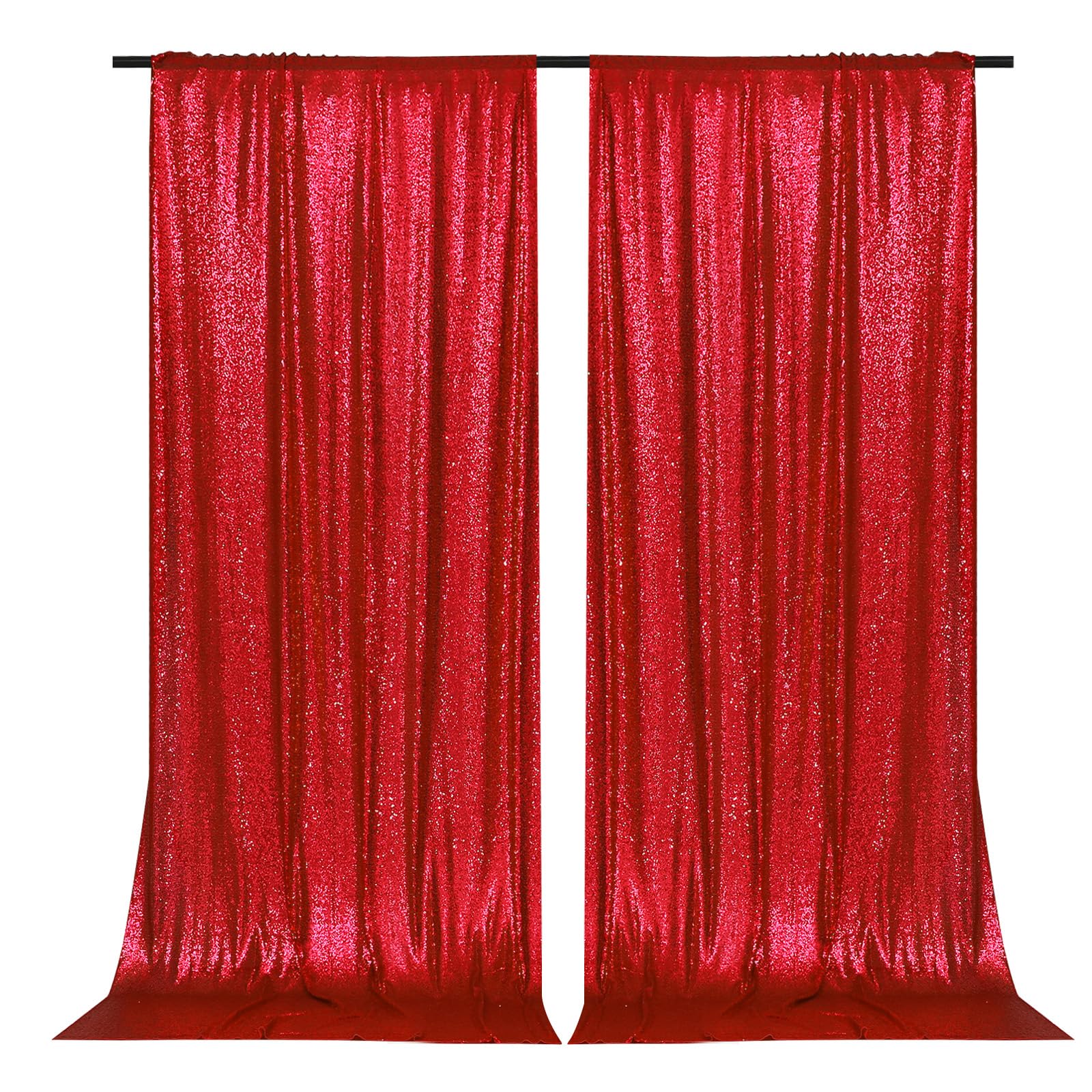 Partydelight 2 Panels Sequin Backdrop Red 5Ft X 10Ft Photography Christmas Backdrop