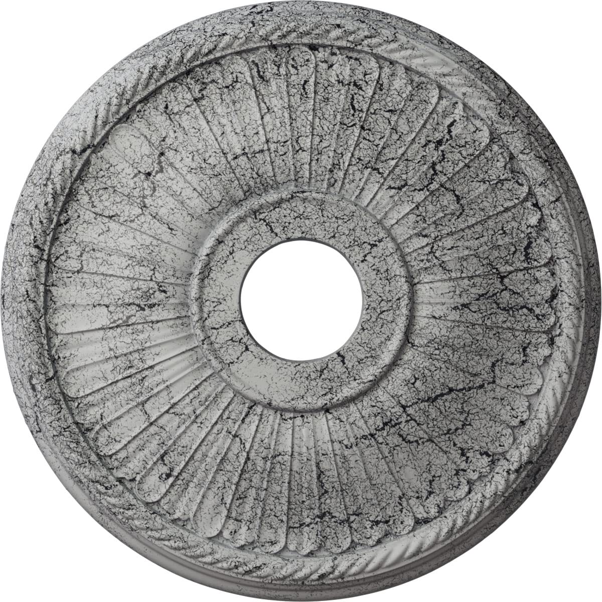 Ekena Millwork Cm20Be1Uwc Berkshire Ceiling Medallion, 20 1/8''Od X 3 7/8''Id X 1 7/8''P, Hand Painted Ultra Pure White Crackle
