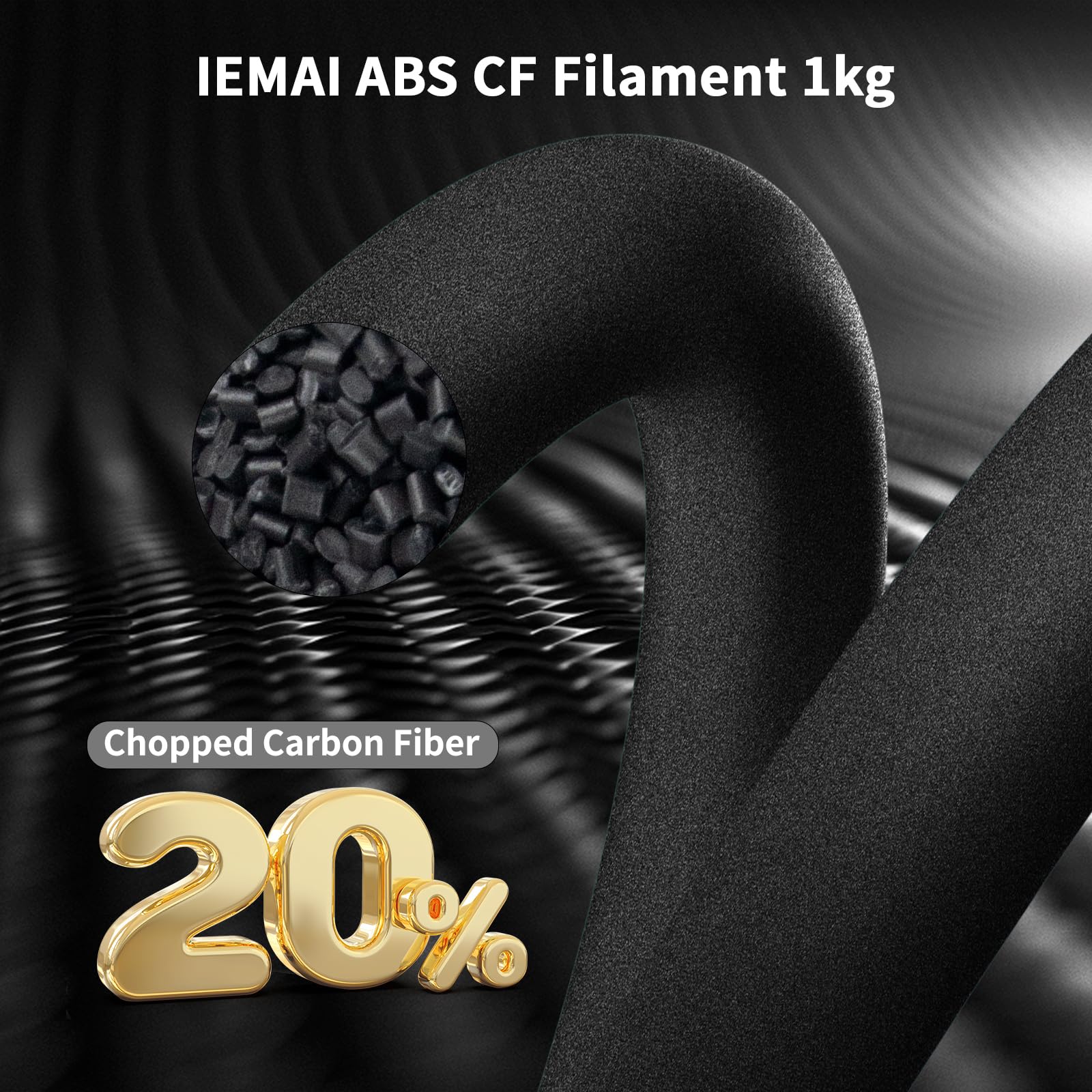 Iemai Carbon Fiber Abs Filament 1.75Mm, Tangle Free & Clog Free Black 3D Printer Filament Abs Filament, Carbon Fiber Filament 1K