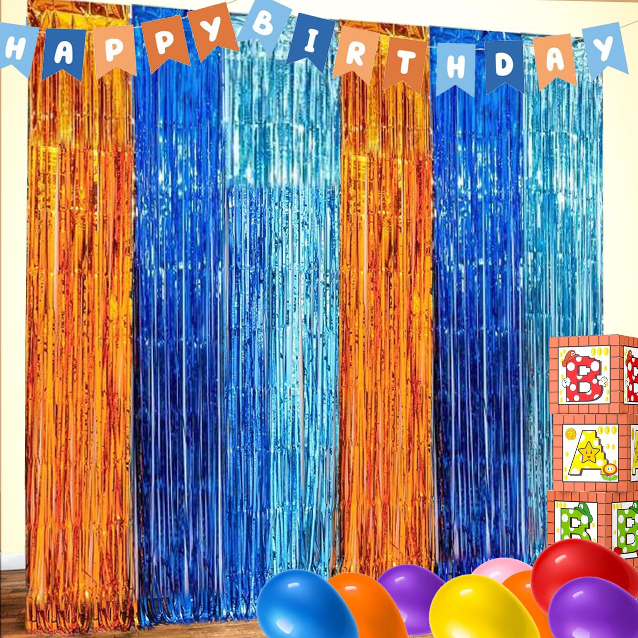 Blue Dog Party Decorations Backdrop Streamers Party Decorations, Blue Dog Birthday Party Suppiles, Foil Fringe Backdrop Curtains