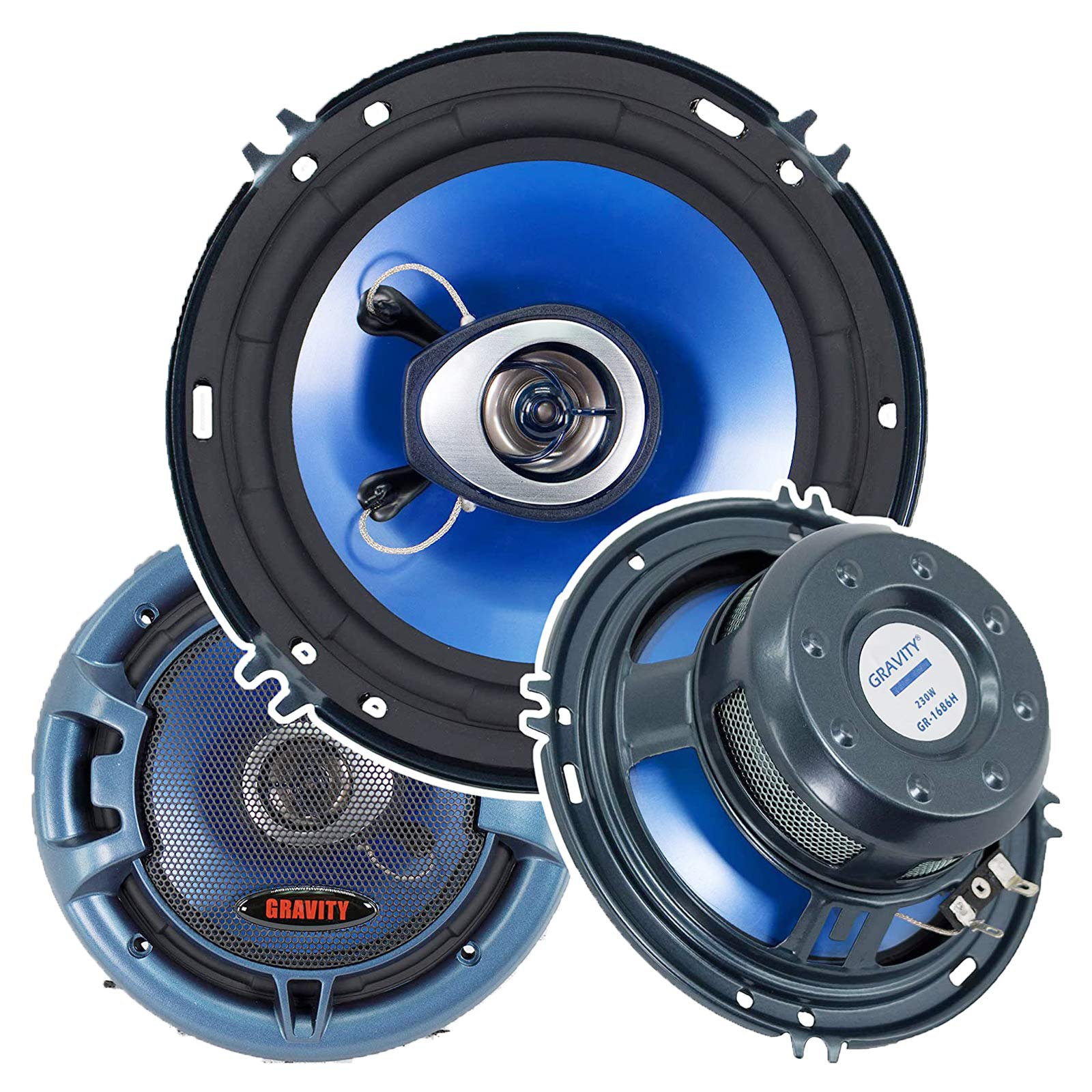 (Pair) Gravity 6.5 inch 2-Way 230 Watts Coaxial Car Speakers CEA Rated - 1686H