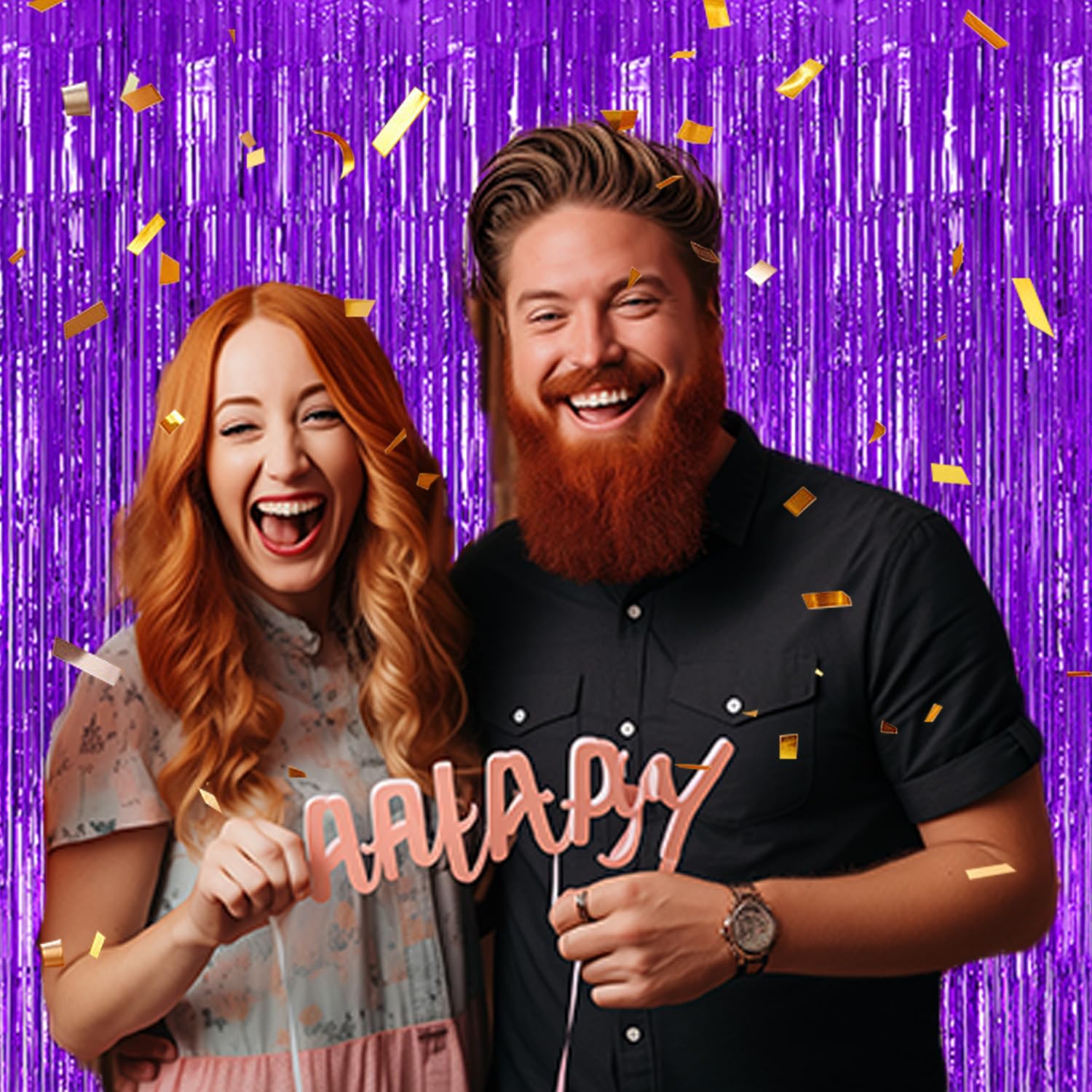 Decockrat 3 Pack Foil Fringe Backdrop   Purple Shiny Tinsel Curtains For Party Decoration/Photo Booth Props   3.3X8.2 Ft Metalli