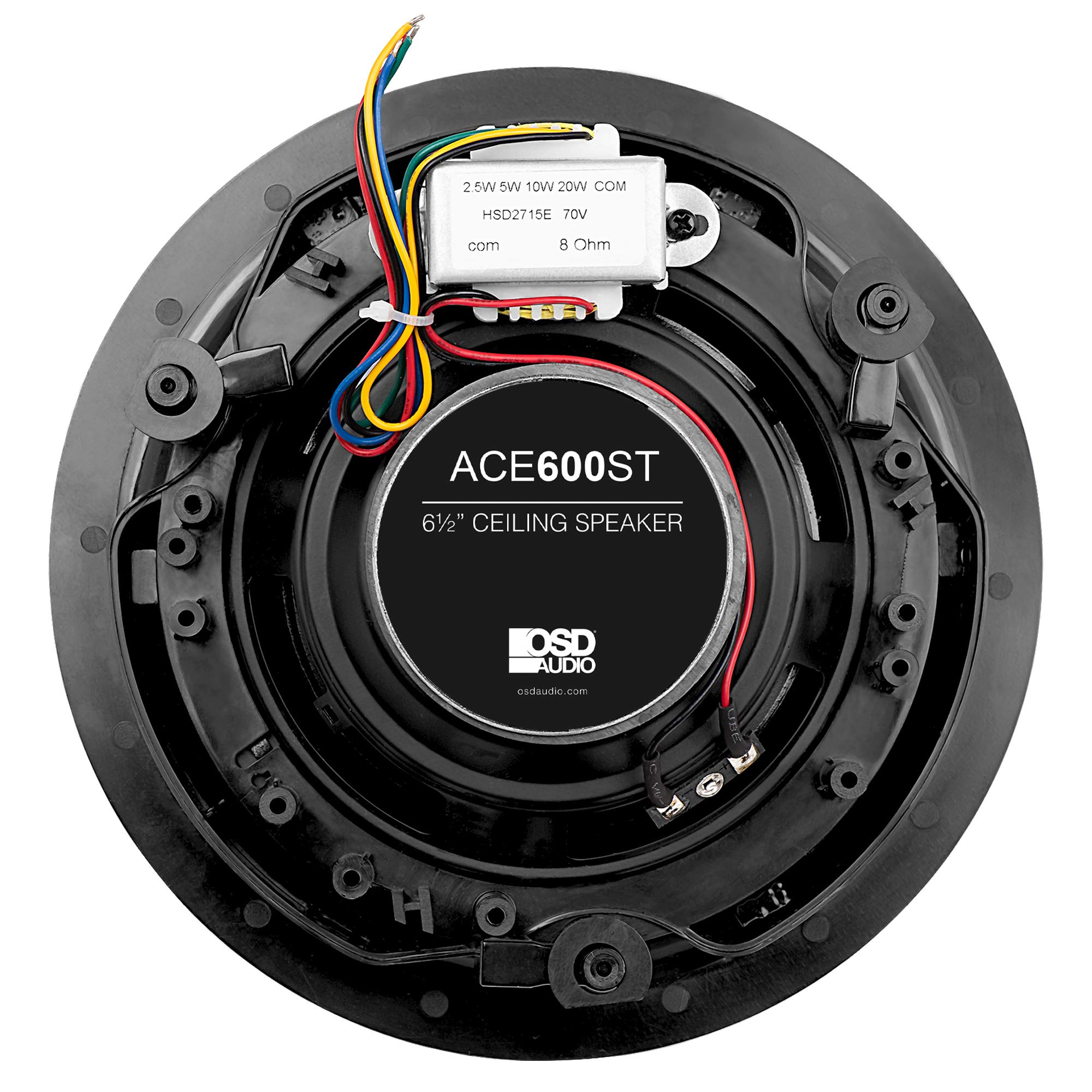 OSD 6.5' Trimless 70V in Ceiling Speaker, 20W, 10W, 5W, 2.5W / 8Ohm Wattage Taps, Single, ACE600ST