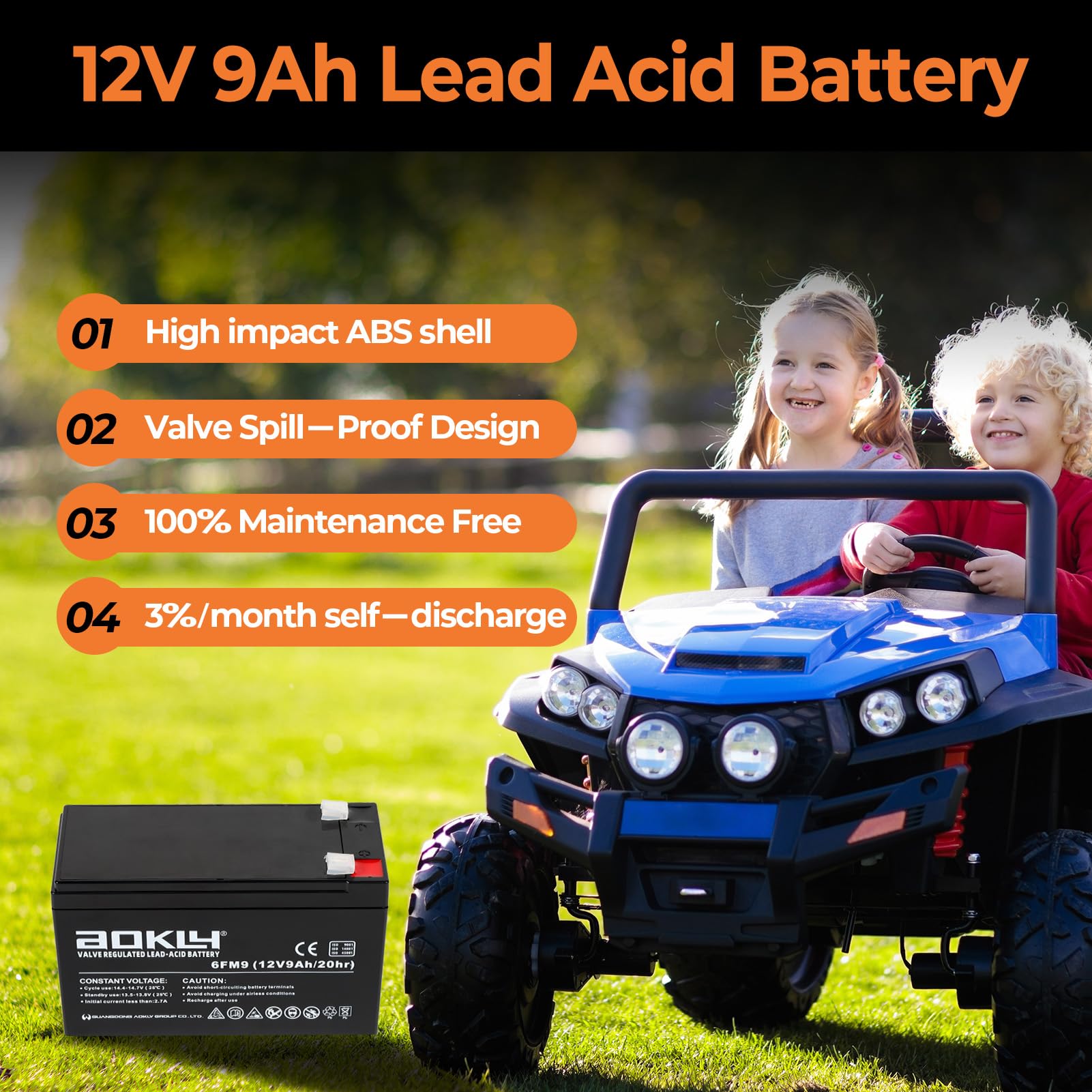 A Aokly 2Packs 12 Volt 9 Ah Rechargeable Sla Agm Battery, F2 Terminals Lead Acid 12 Volt Batteries For Small Ups, Fish Finder, A