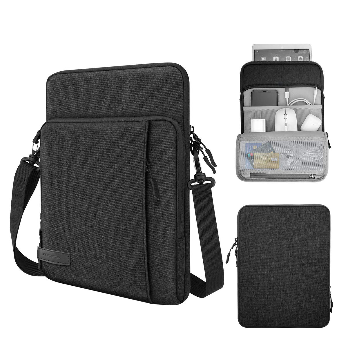 MoKo Laptop Sleeve Bag for 13.3-14 Inch, Notebook Carrying Case with Pocket Fits New MacBook Pro M3/M2 14' /13' M2/M1 Pro/M1 Max 14.2 2023-2021/Air 13.6' M2 2022, Surface Pro 9/8 13', Black & Gray