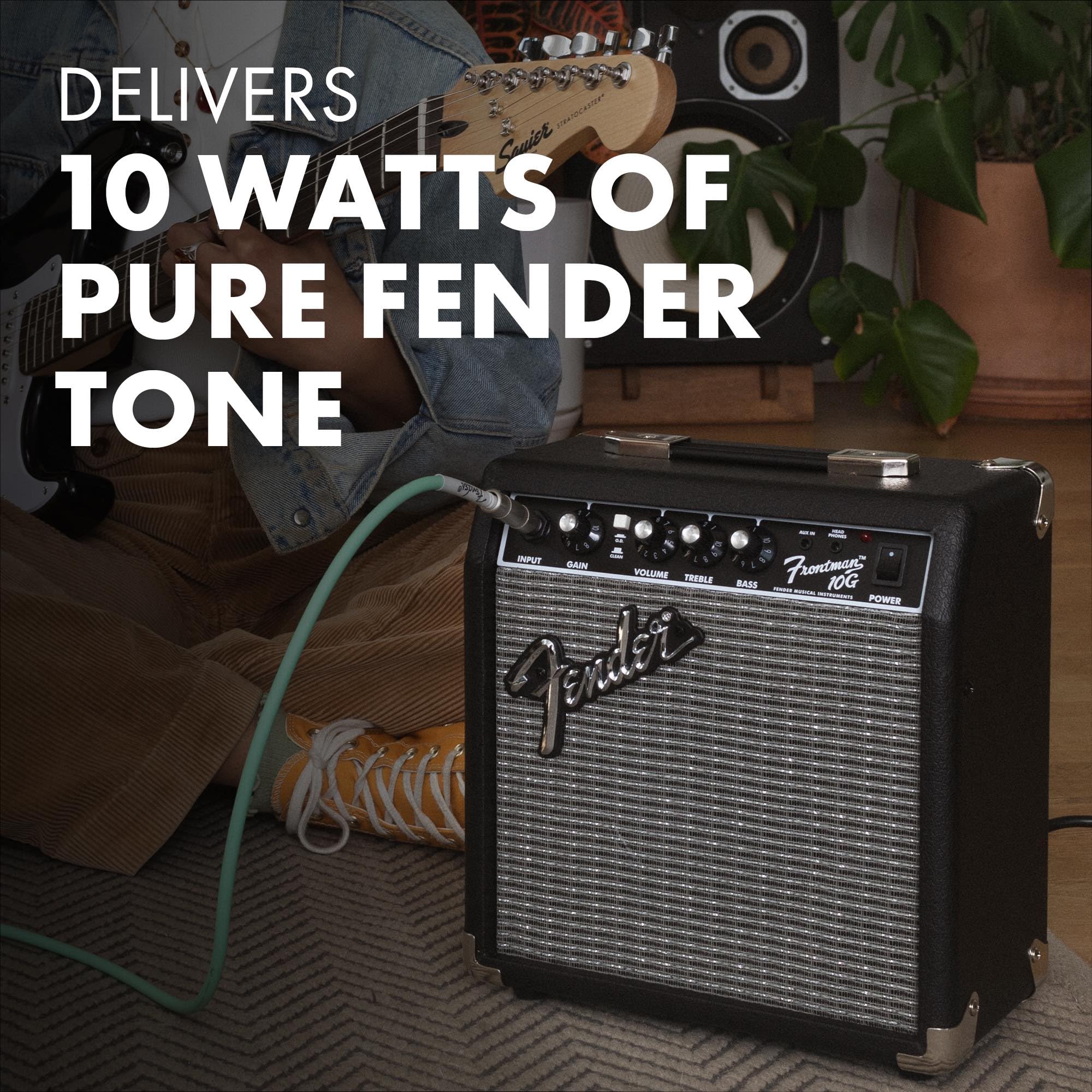 Fender Frontman 10G Guitar Amp, 10 Watts, With 2 Year Warranty, 6 Inch Fender Special Design Speaker, 5.75Dx10.25Wx11H Inches