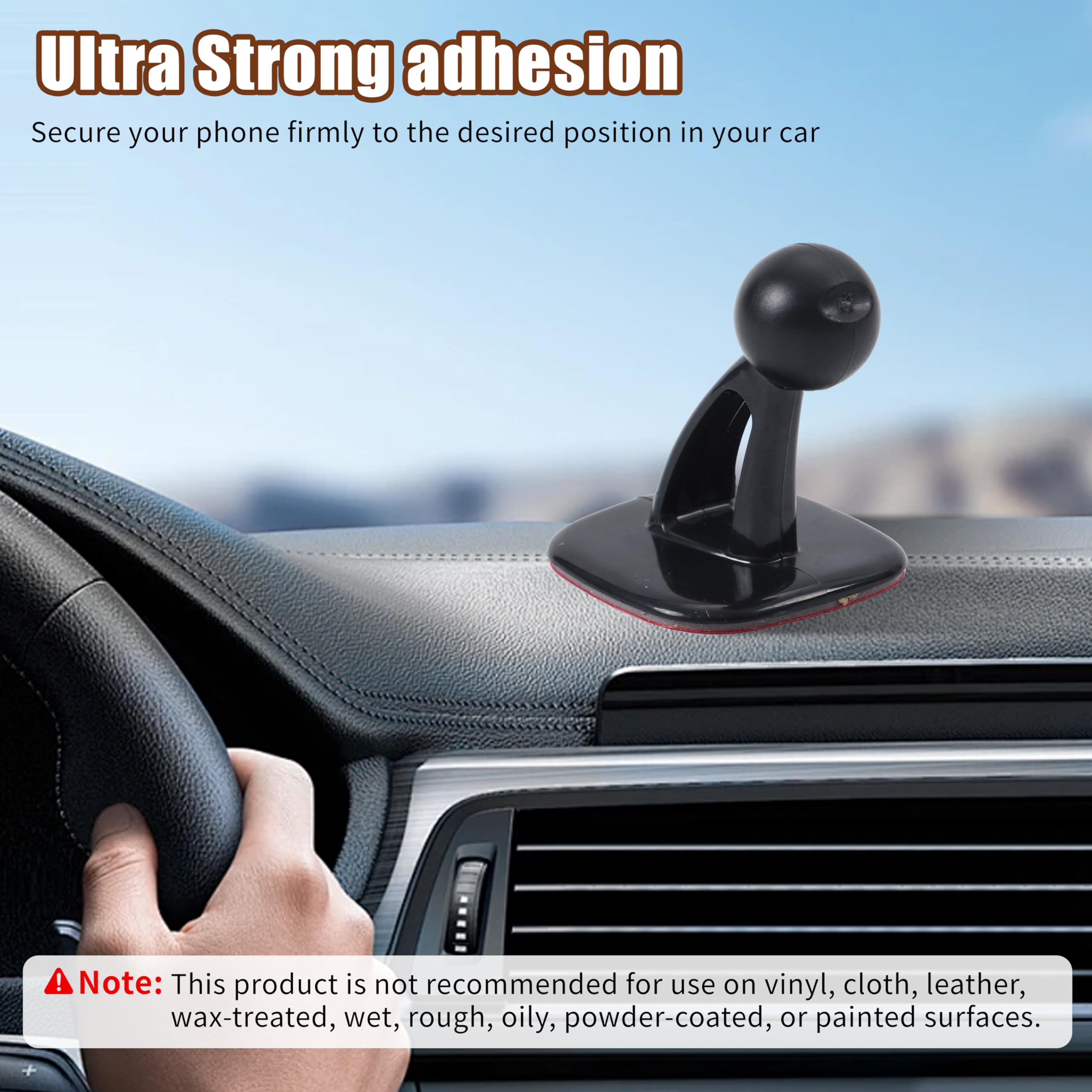 Universal Car Phone Holder Mount With Adhesive Pads, Compatible With 17Mm Ball Head, Strong And Sturdy Base For Cellphones (Blac