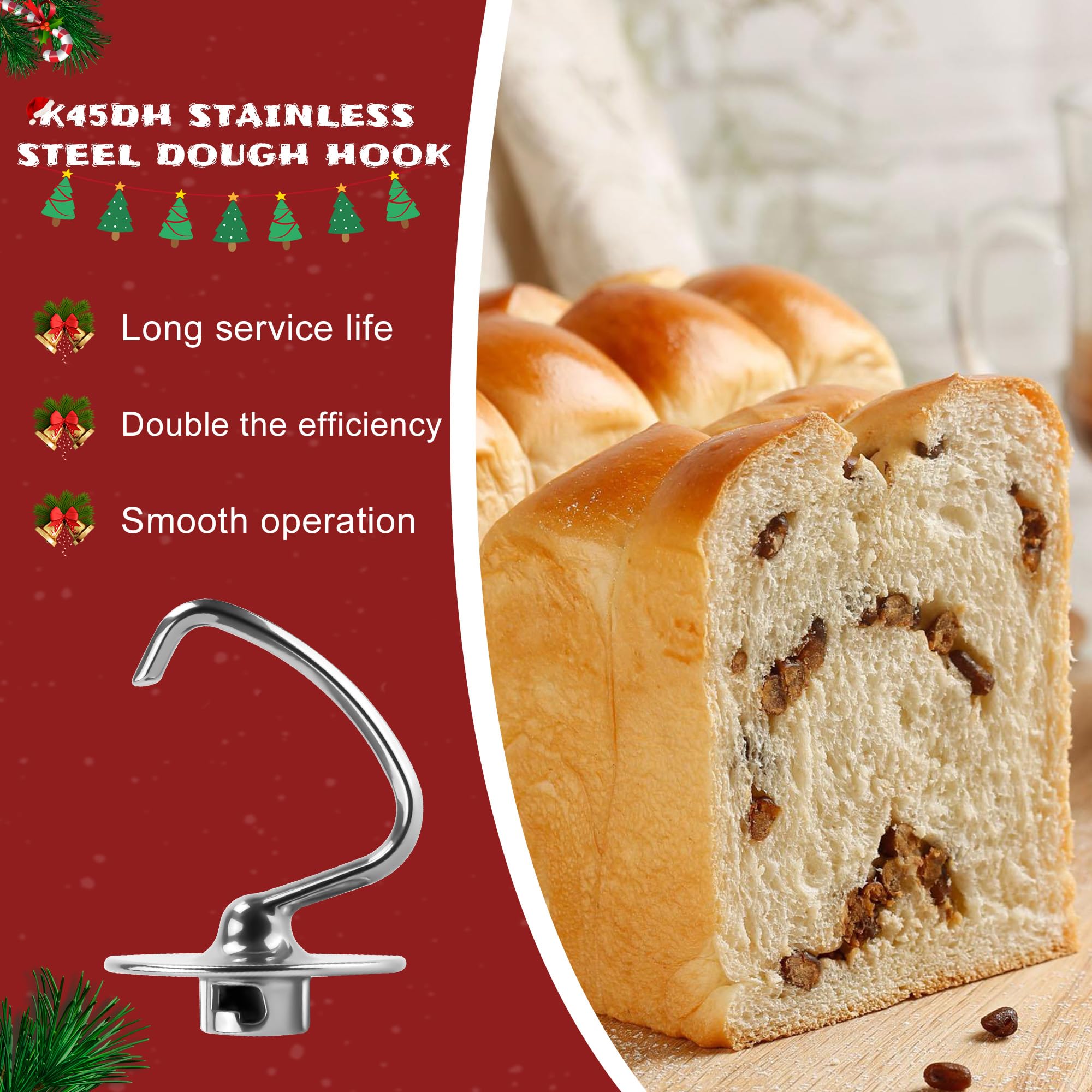 ?????????????????? ?????????? ?????????? Bread Dough Hook 4.5/5.0 Qt Kitchen Mixer Attachment,Bread Dough Hook K45Dh Replacement