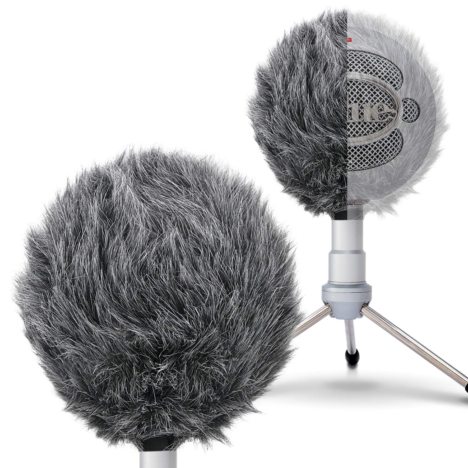 Sunmon Deadcat Mic Windshield Fur Filter For Blue Snowball Ice Condenser Microphone   Outdoor Mic Windscreen Wind Muff (Grey)