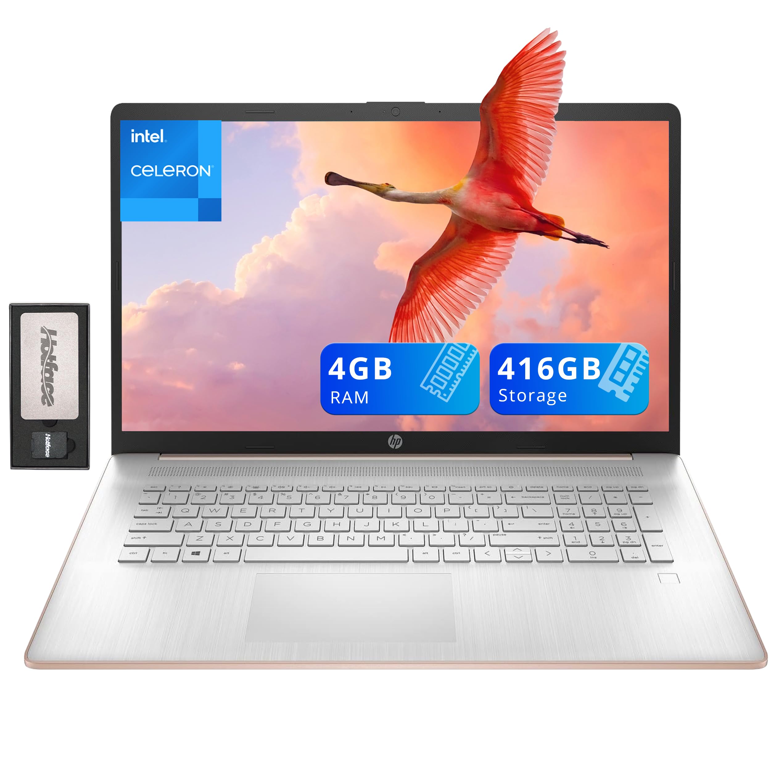 Hp 17.3'' Hd+ Brightview Laptop, Intel Celeron N4120, 4Gb Ram, 416Gb Storage (256Gb Ssd + 160Gb Docking Station Set), Intel Uhd 