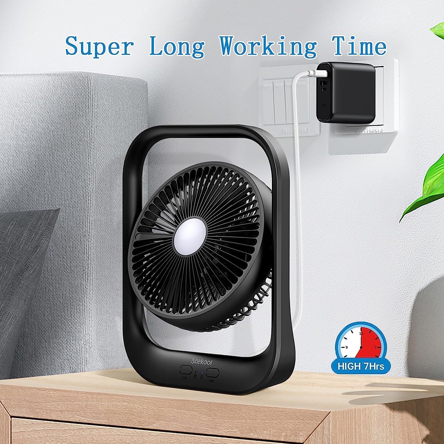 Aprafie Portable Table Fan Desktop Camping Fan - Whisper-Quiet & Gentle, Versatile Led Lighting, Lightweight & Adjustable, Conve