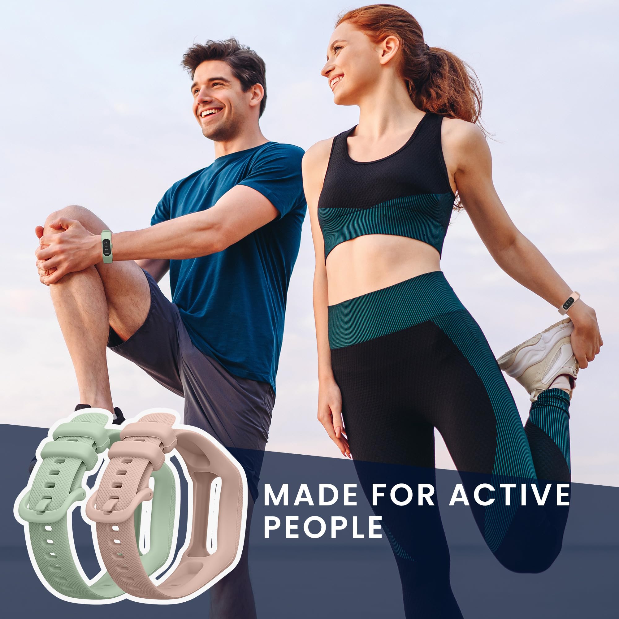 Kwmobile Straps Compatible With Garmin Vivosmart 5 / Smart 5 Straps - 2X Replacement Silicone Watch Bands - Dusty Pink/Pastel Gr