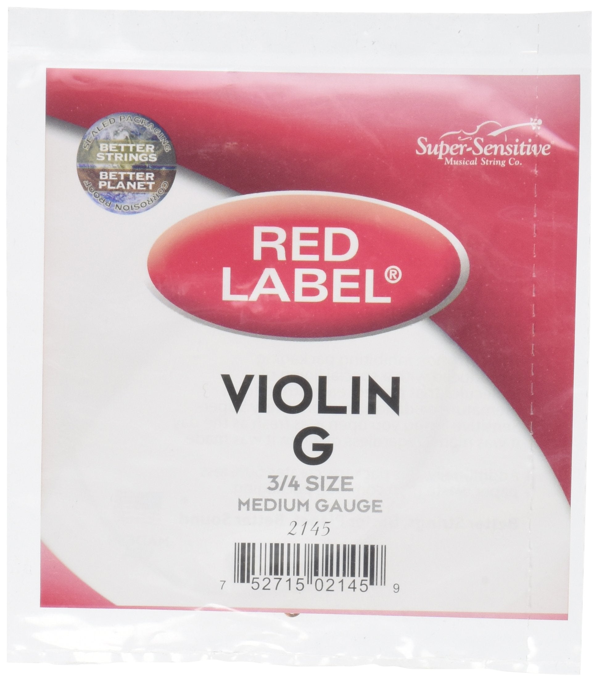 Super Sensitive Red Label Violin G String 3/4 Medium