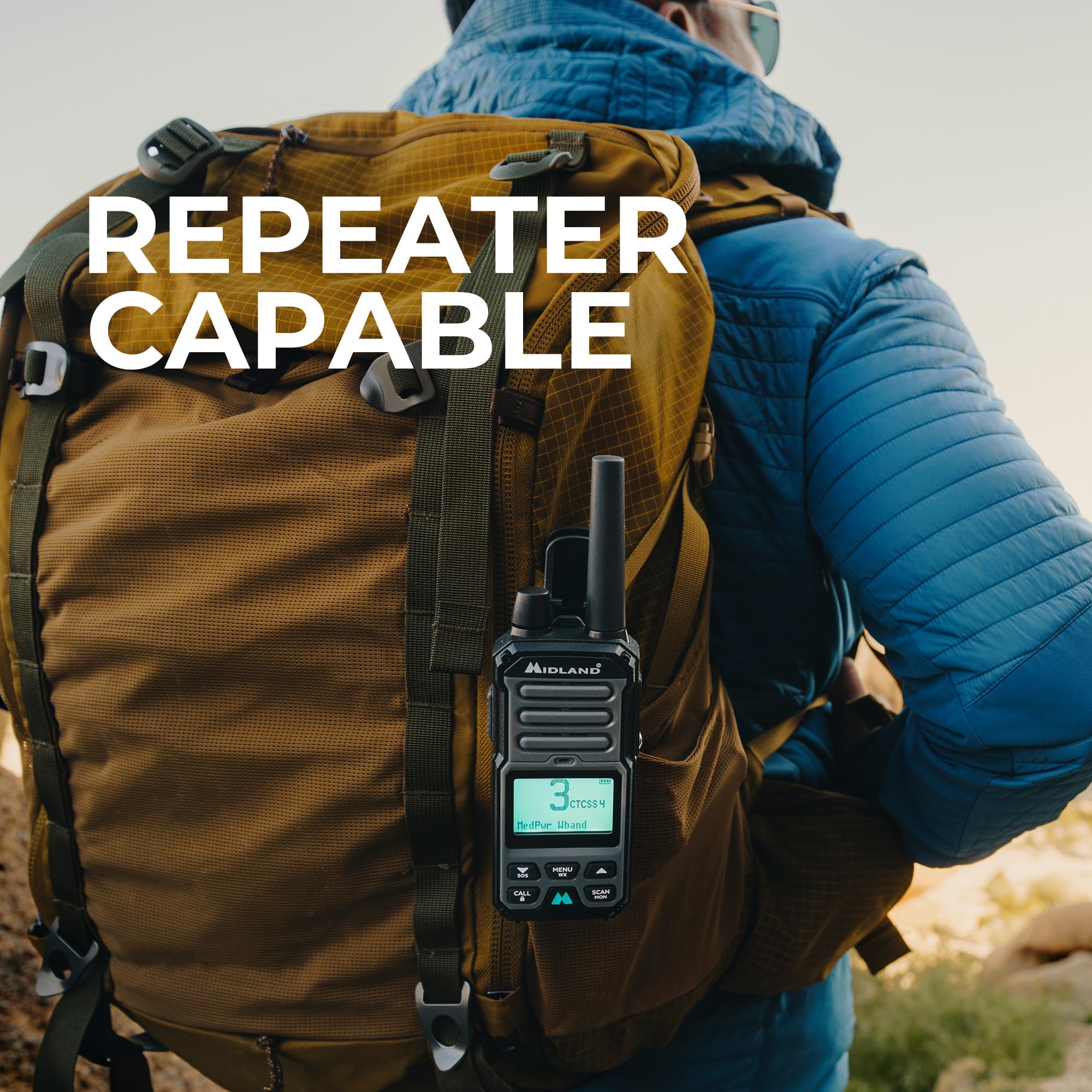 Midland Gxt67 Pro Gmrs Radio   Two Way Midland Walkie Talkie   Repeater Capable, Ip67 Waterproof, Active Noise Canceling, Hands