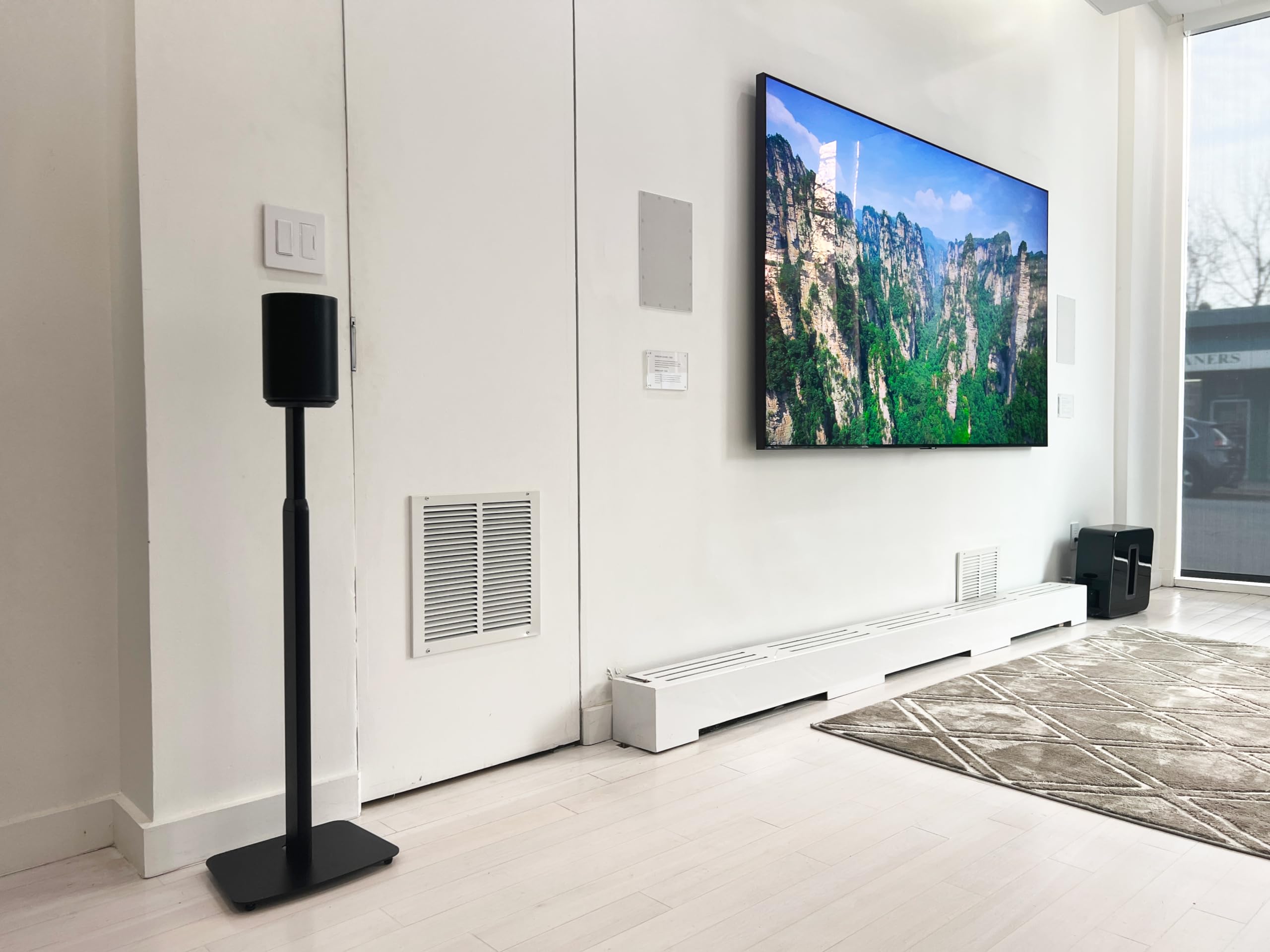 Ynvision.Design Adjustable Floor Stand Compatible With Sonos Era 100 And Era 300   Black   2 Pack | (Pair) | Package Includes Mo