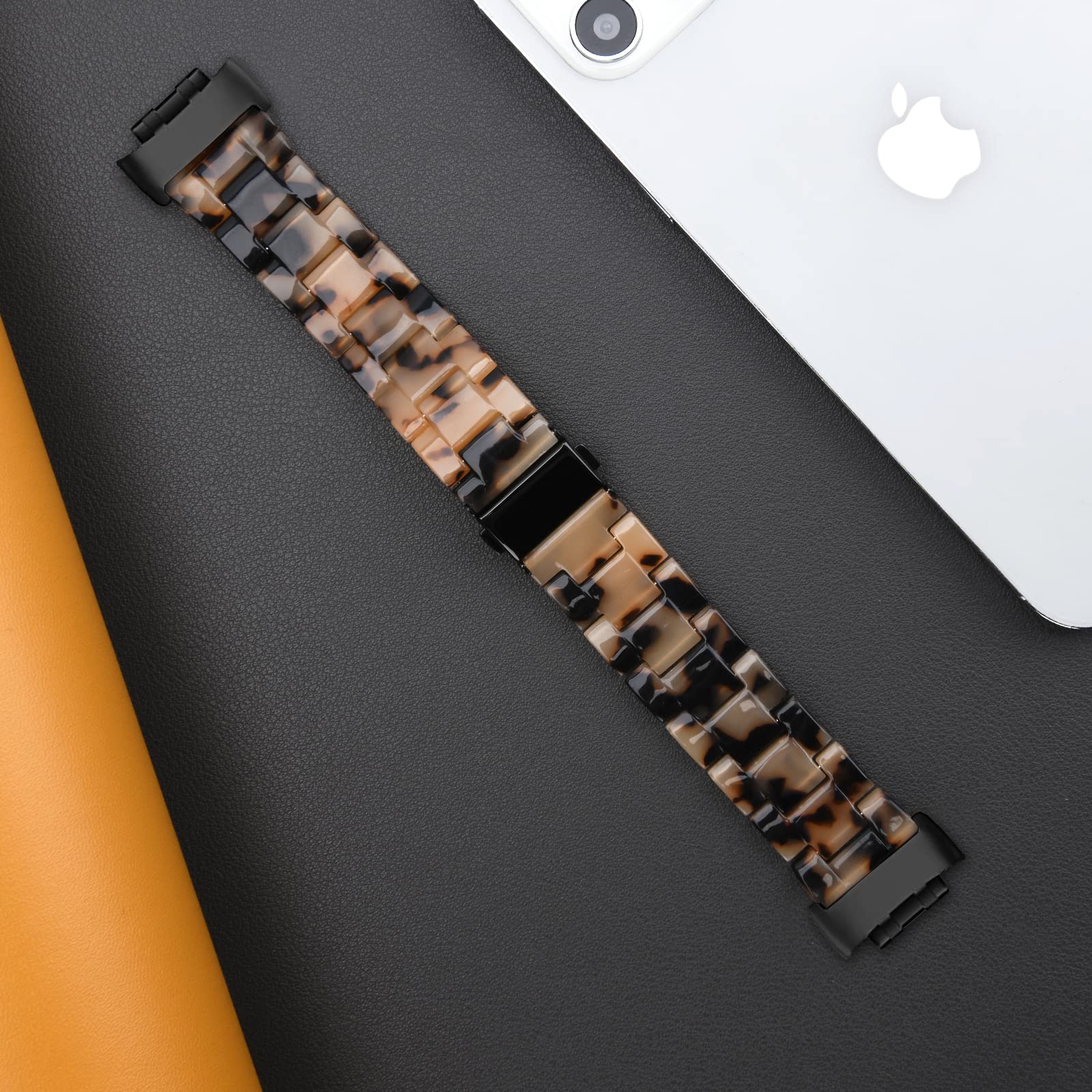 Wongeto Resin Bands Compatible For Fitbit Charge 5 Band,Women Men Resin Replacement Wristband Strap Blacelet For Fitbit Charge 5
