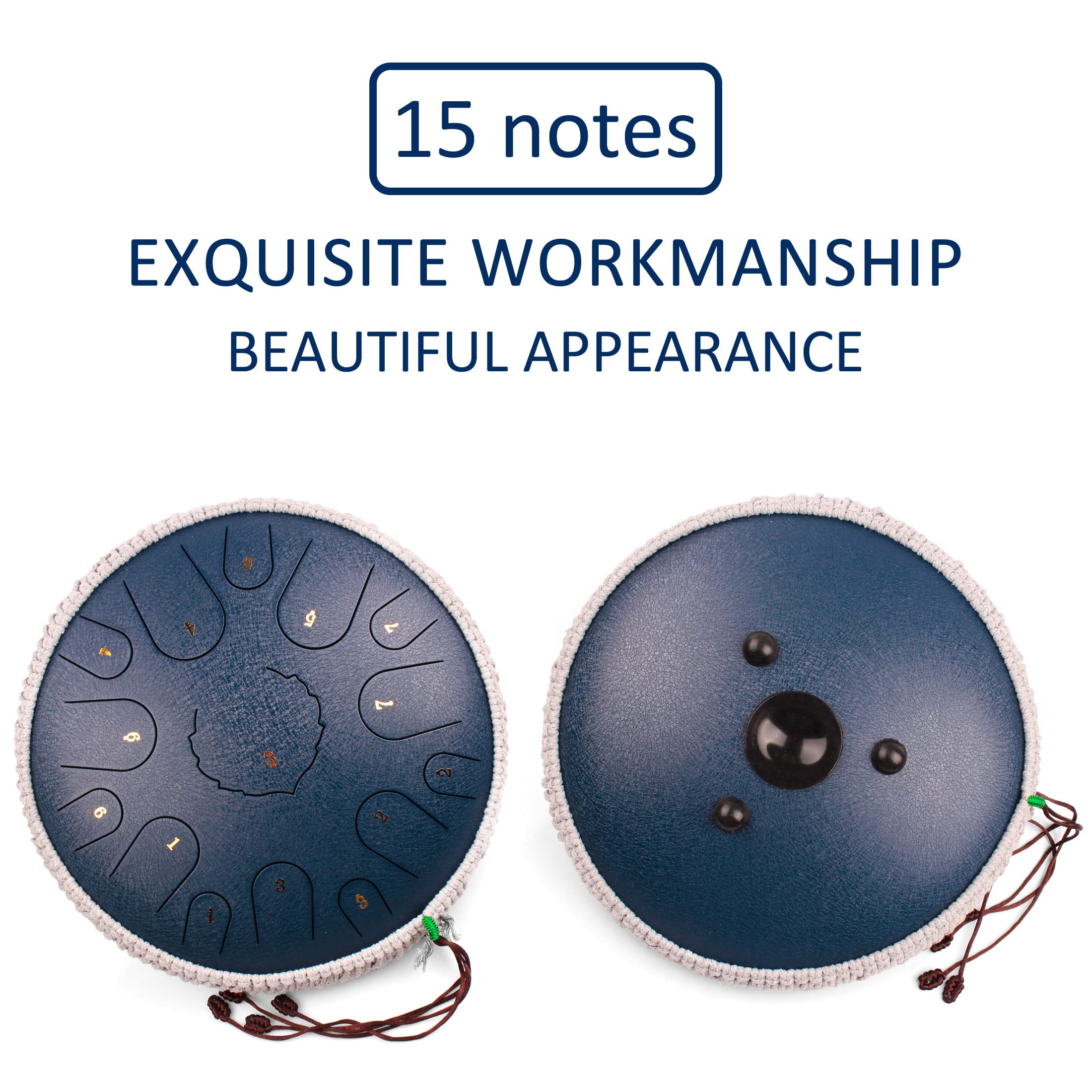 Steel Tongue Drum,15 Notes 14 Inch D-Key Handpan Percussion Instrument,For Meditation, Decompression, Music And Gift