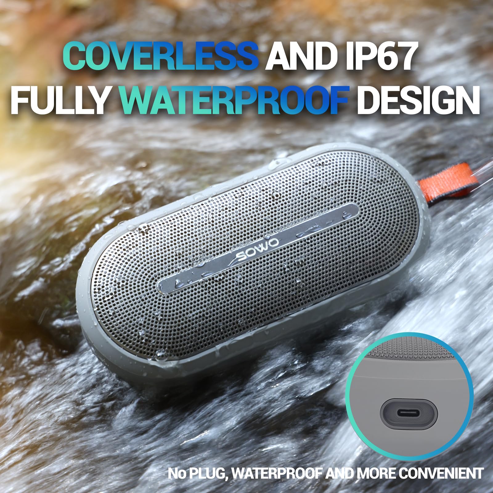 Sowo Portable Bluetooth Speaker With Powerful Bass - Wireless Speaker With Partyboom Technology - 40W, Ip67 Waterproof - Stereo
