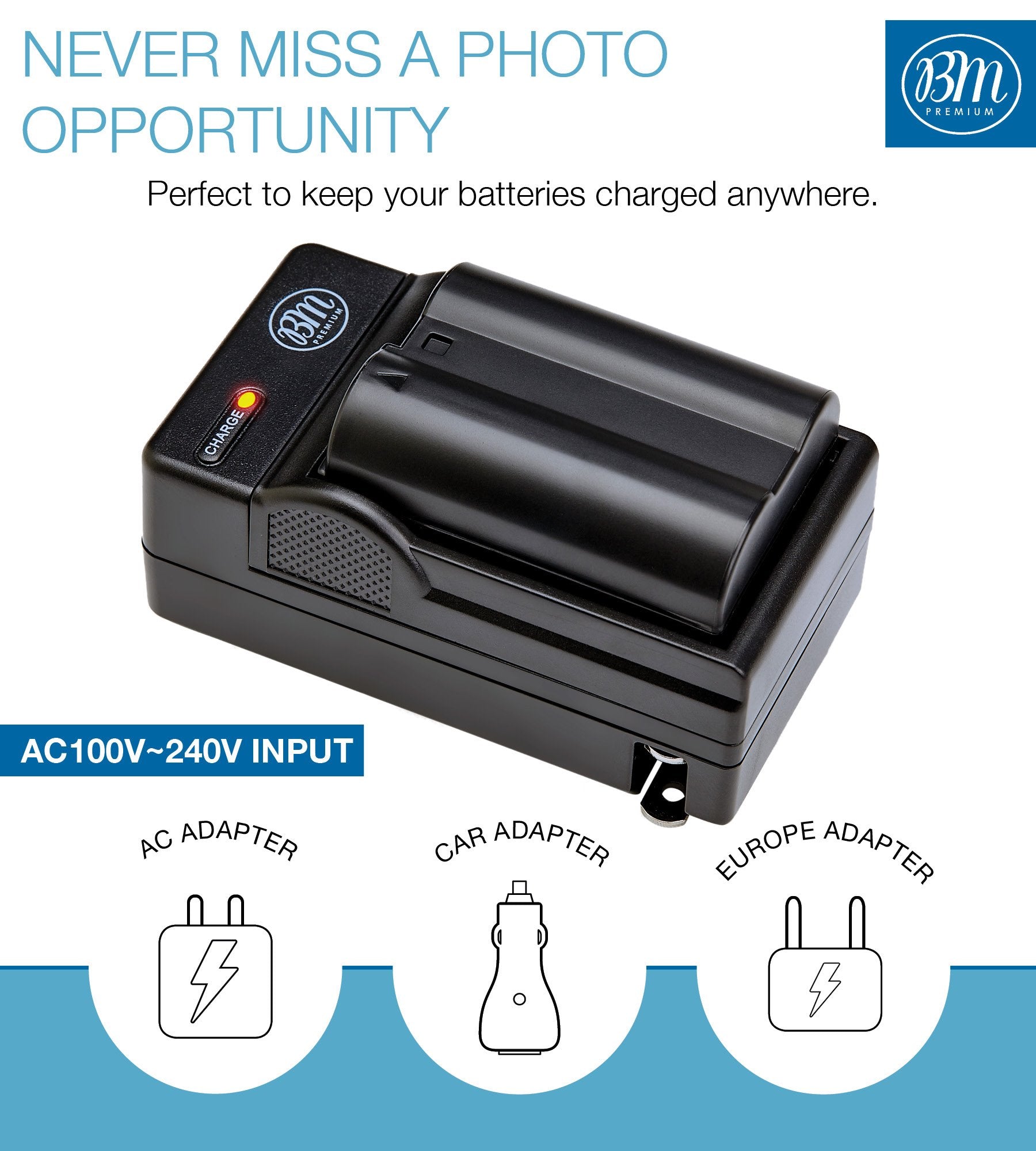 Battery Grip Kit For Nikon D850 Digital Slr Camera   Includes Qty 4 Bm Premium En El15 Batteries + Rapid Ac/Dc Battery Charger +