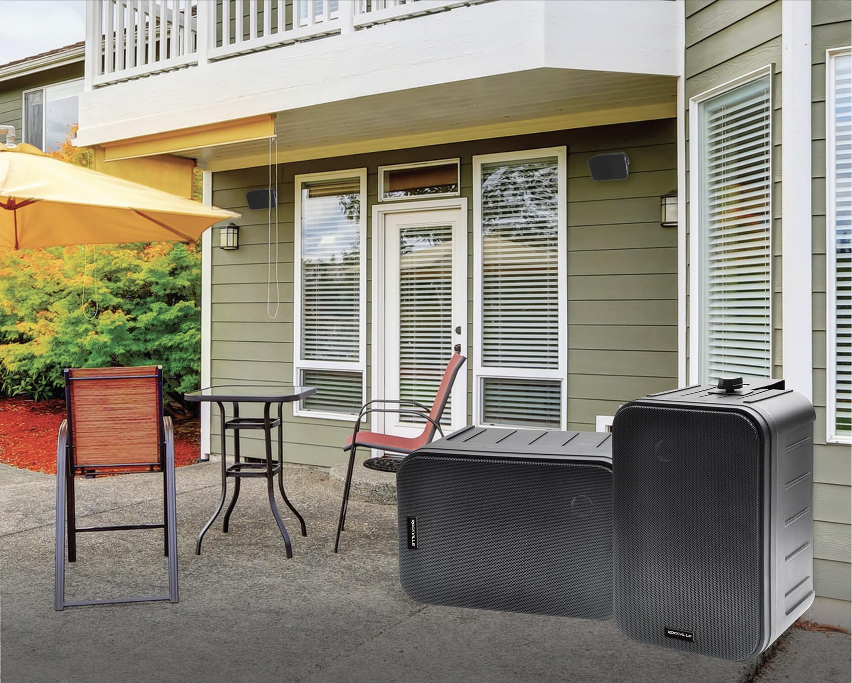 Rockville HP65S-8 Black 6.5 500W Indoor/Outdoor Waterproof Speakers 8-Ohm with Swivel Mounts and Rustproof Metal Grilles - for H