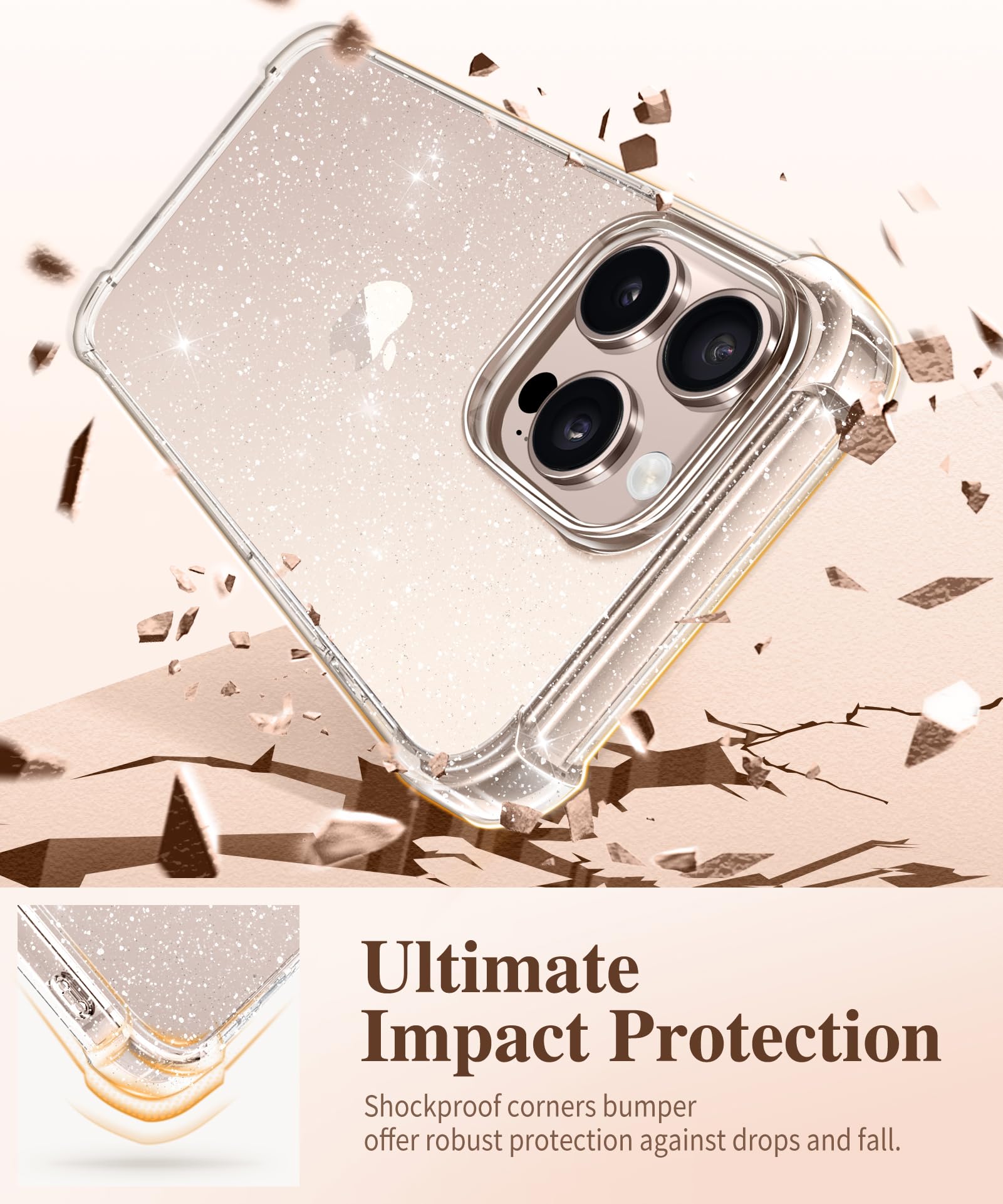 Gviewin For Iphone 16 Pro Max Case With Screen Protector & Camera Lens Protector, [Military Grade Protection] Clear Shockproof S