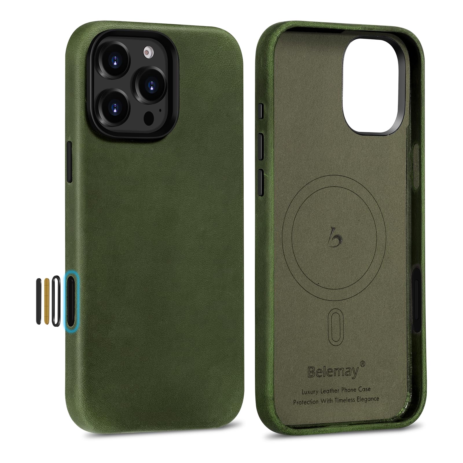 Belemay Leather Case For Iphone 16 Pro Max, Compatible With Magsafe [Camera Control Button] [Vintage Aesthetic] Premium Crazy Ho