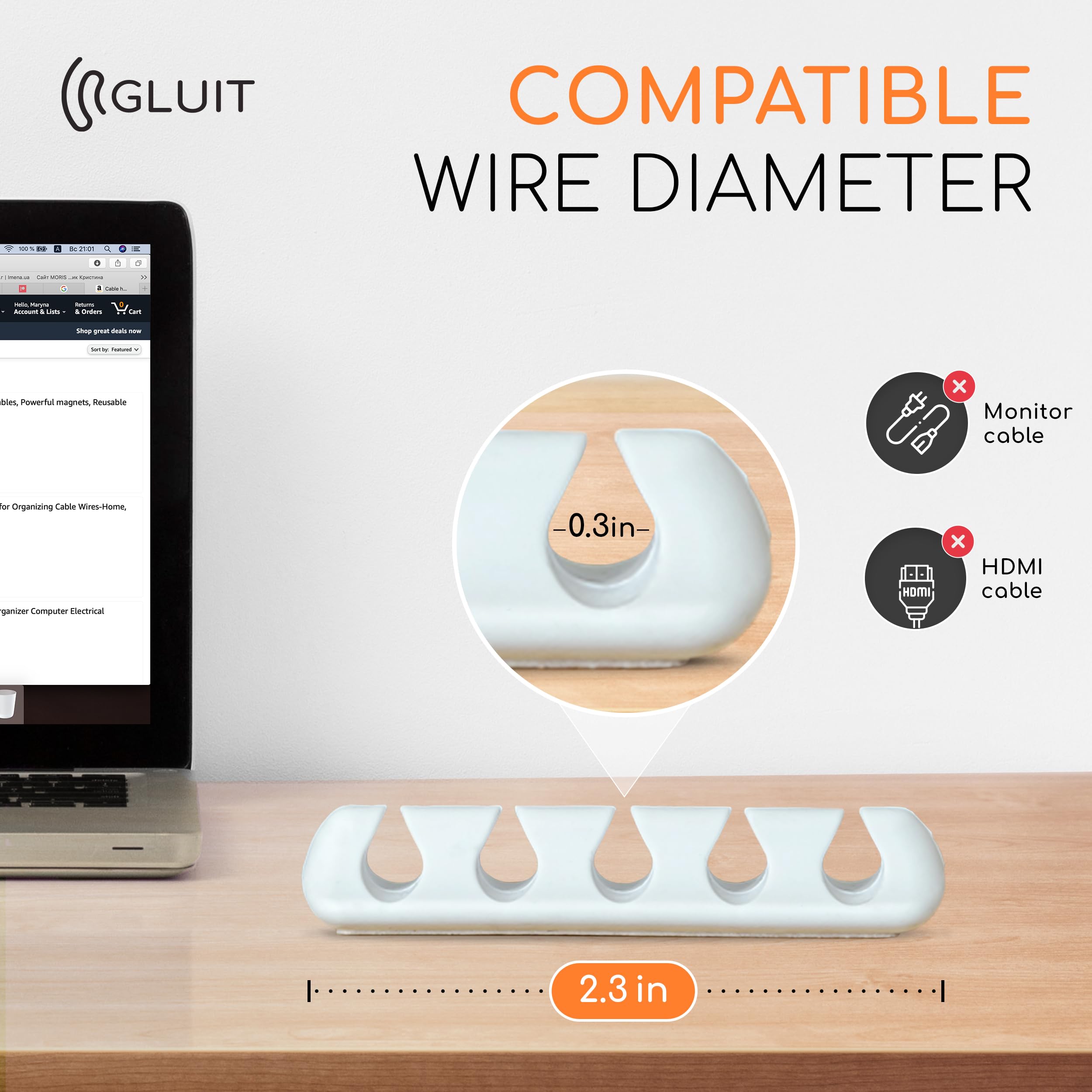 Gluit Adhesive Desktop Cable Organizer Versatile Cord Holders Wire Clips And Cable Holder Cord Organizer For Desk Table Accessor