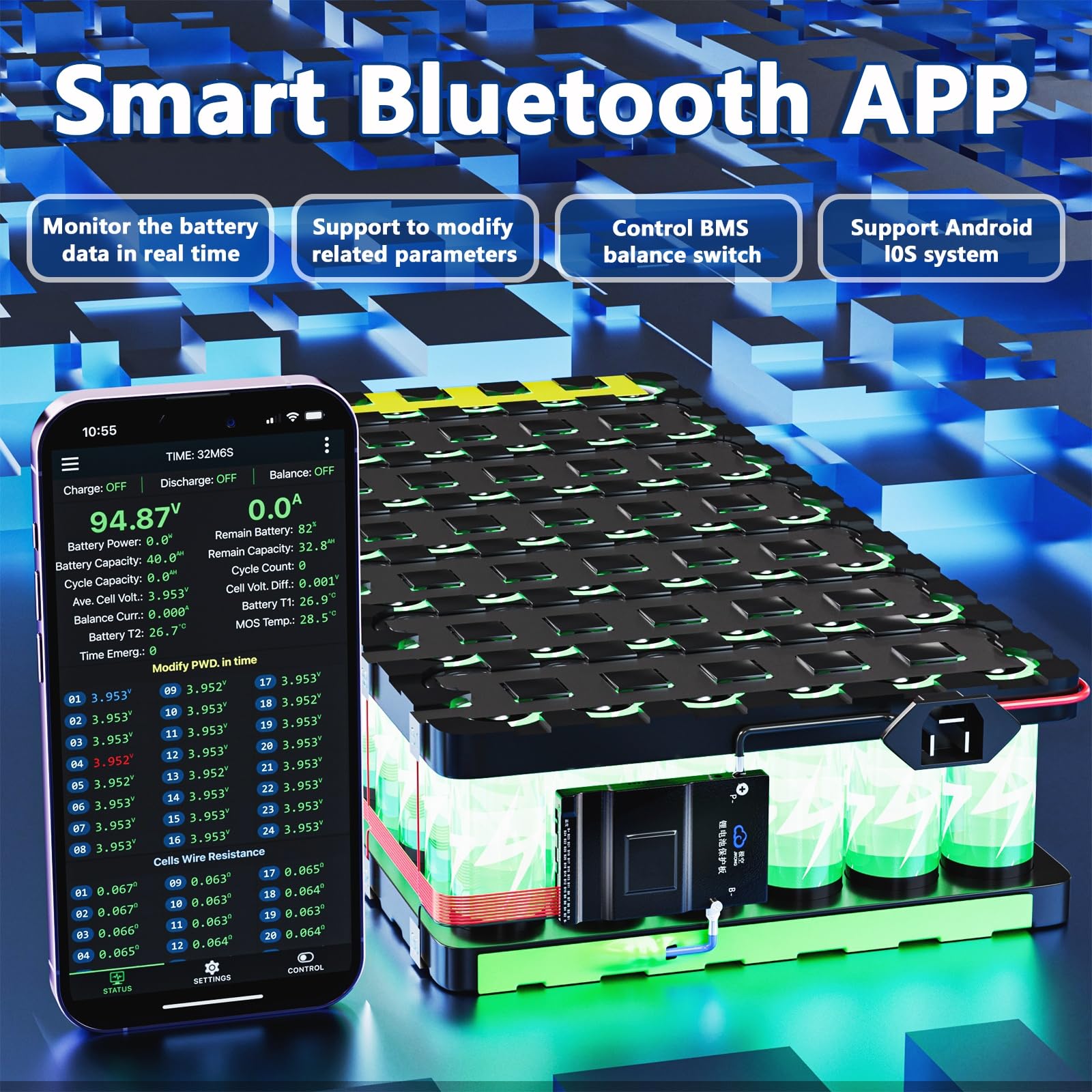 Jkbms Smart Bms 8S 24S 150A 1A Active Balance Built In Bluetooth With Rs485 Pcb Battery Protection Board For Li Ion Lifepo4 Lto