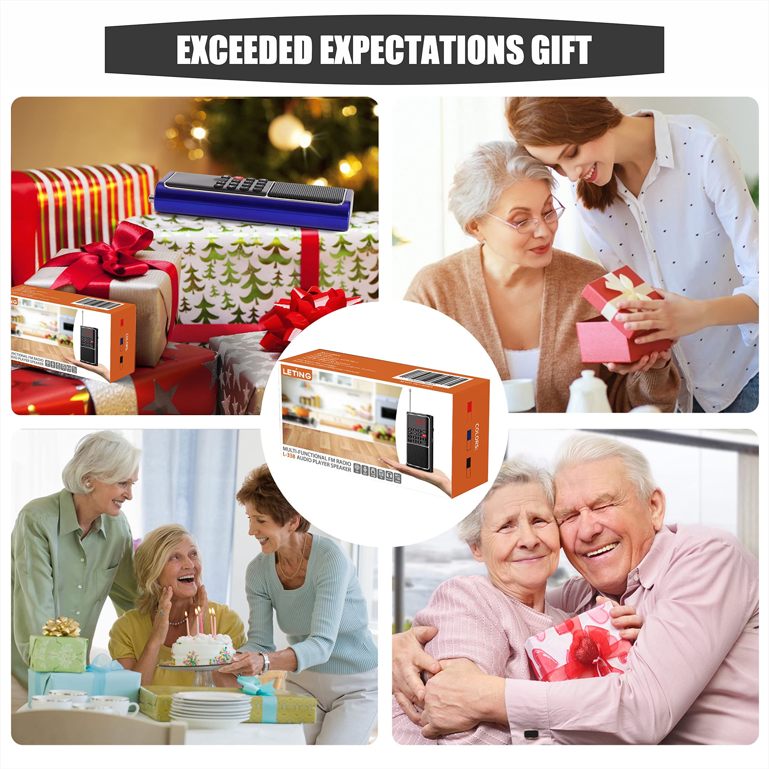 Leting Portable Radio With Mp3 Speaker, Radios Porable Fm, Radio Support Tf Card/Usb/Music Recording, Emergency Radio Rechargeab