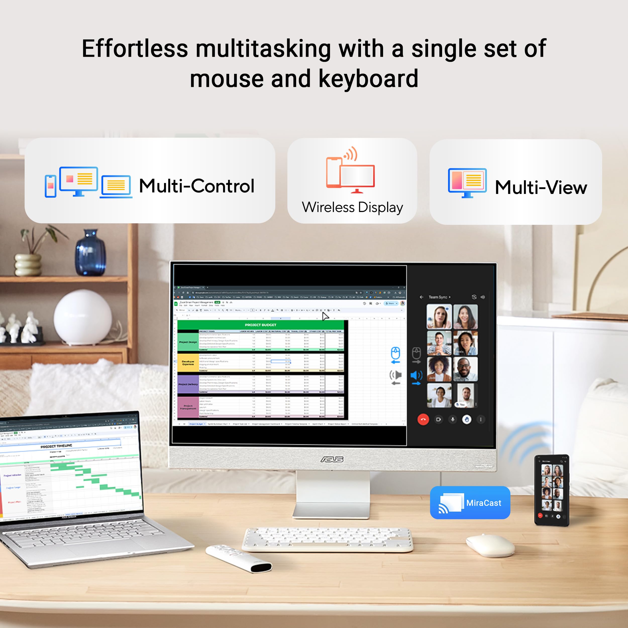 Asus Zenscreen 27    4K Usb C Smart Monitor (Ms27Uc)   Uhd (3840 X 2160) Ips, 99% Srgb, Google Tv, Harman Kardon Speakers, Usb C