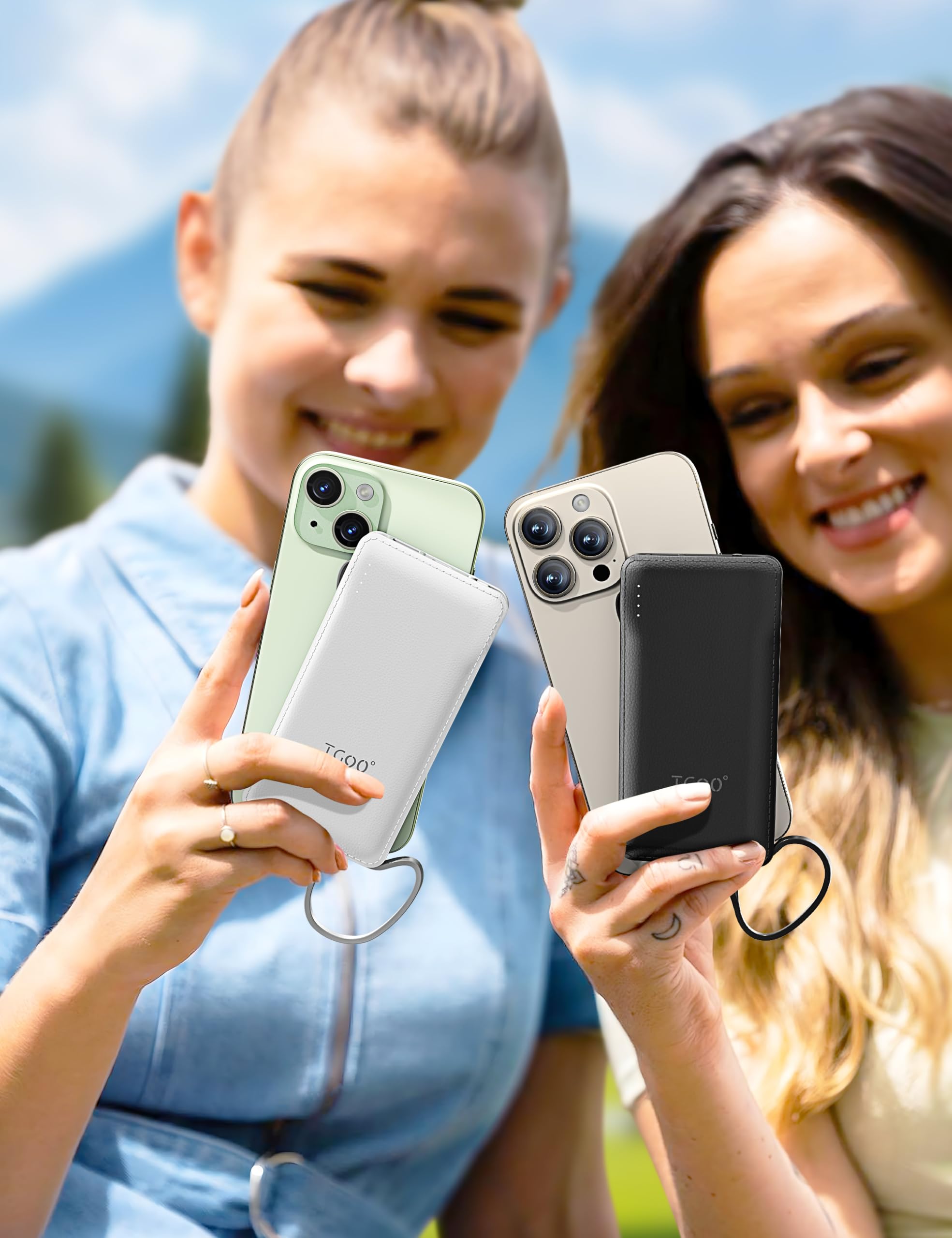 Tg90 2 Pack 10000Mah Slim Portable Charger With Built In Cables,Power Bank Travel Charger Cell Phone External Battery Pack,4 Out