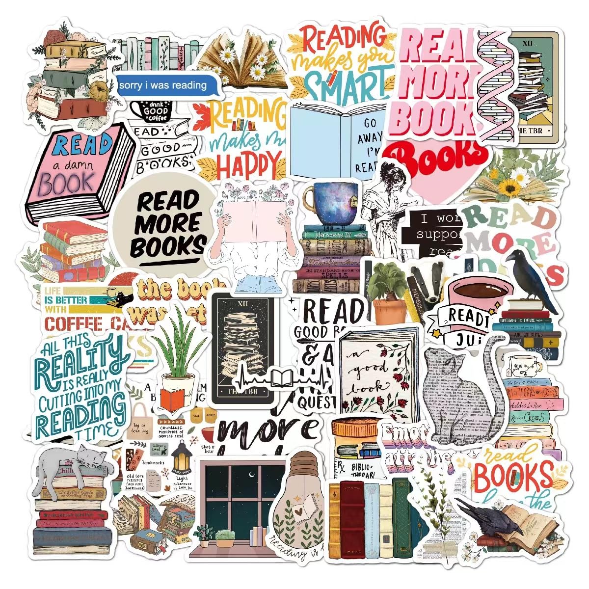 50Pcs Book Stickers For Kindle, Bookish Reading Stickers For Laptop, Booktok Stickers Book Lover Clear Case Stickers Gifts Acces