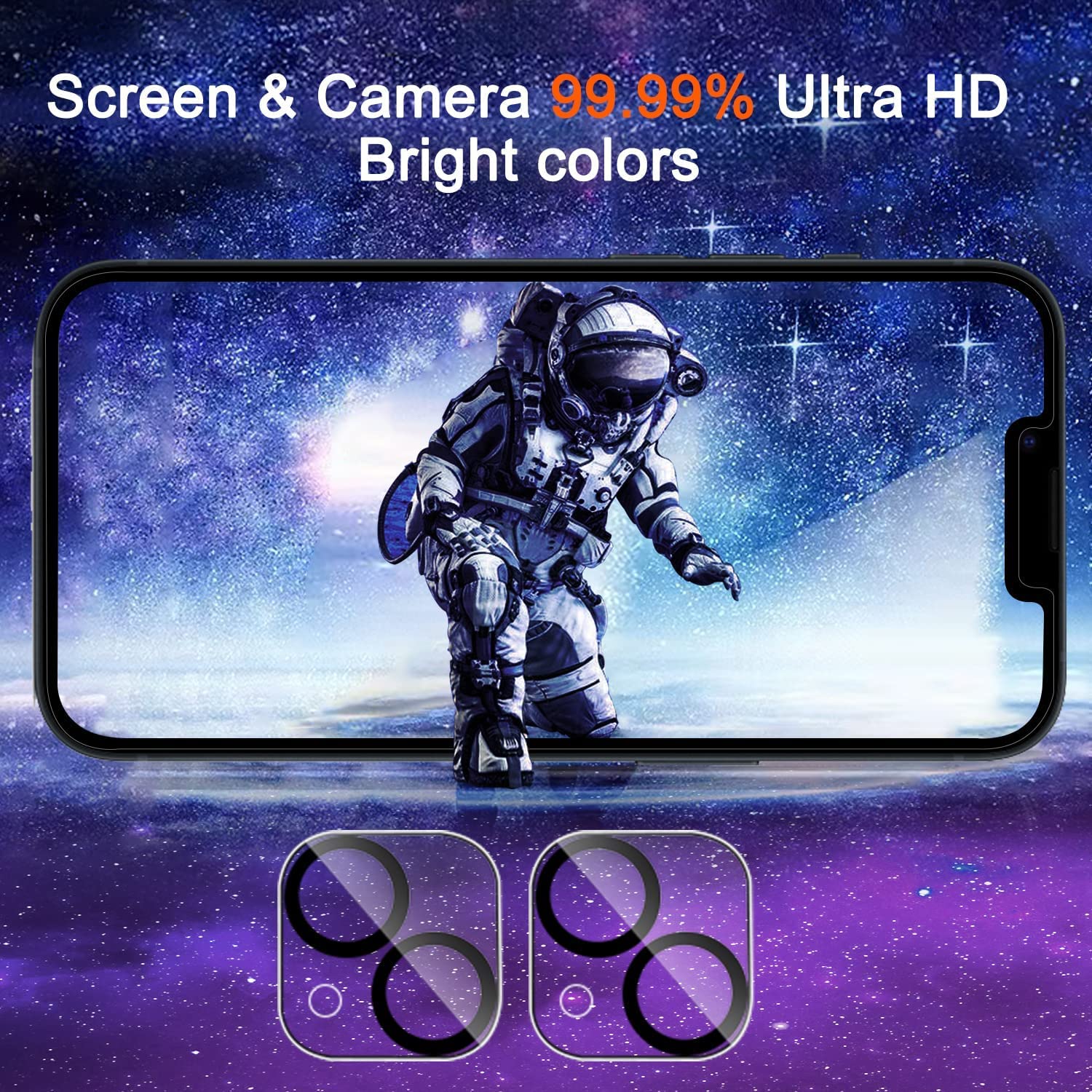 Ferilinso For Iphone 13/ 14 Privacy Screen Protector 2 Pack 9H Anti Spy Tempered Glass Privacy Screen With 2 Pack Camera Lens Pr